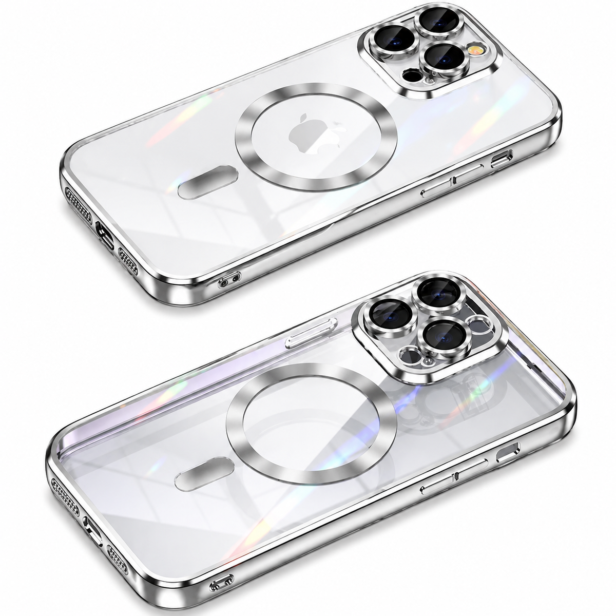 Premium iPhone Case MagSafe Clear TPU Magnetic Shockproof Protective Cover Camera Lens Protection Plated Edge Anti Fingerprint Anti Scratch Non Slip Slim