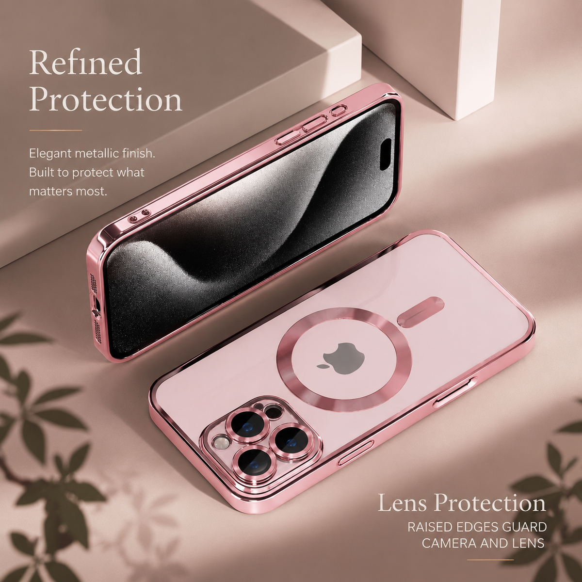 Premium iPhone Case MagSafe Clear TPU Magnetic Shockproof Protective Cover Camera Lens Protection Plated Edge Anti Fingerprint Anti Scratch Non Slip Slim