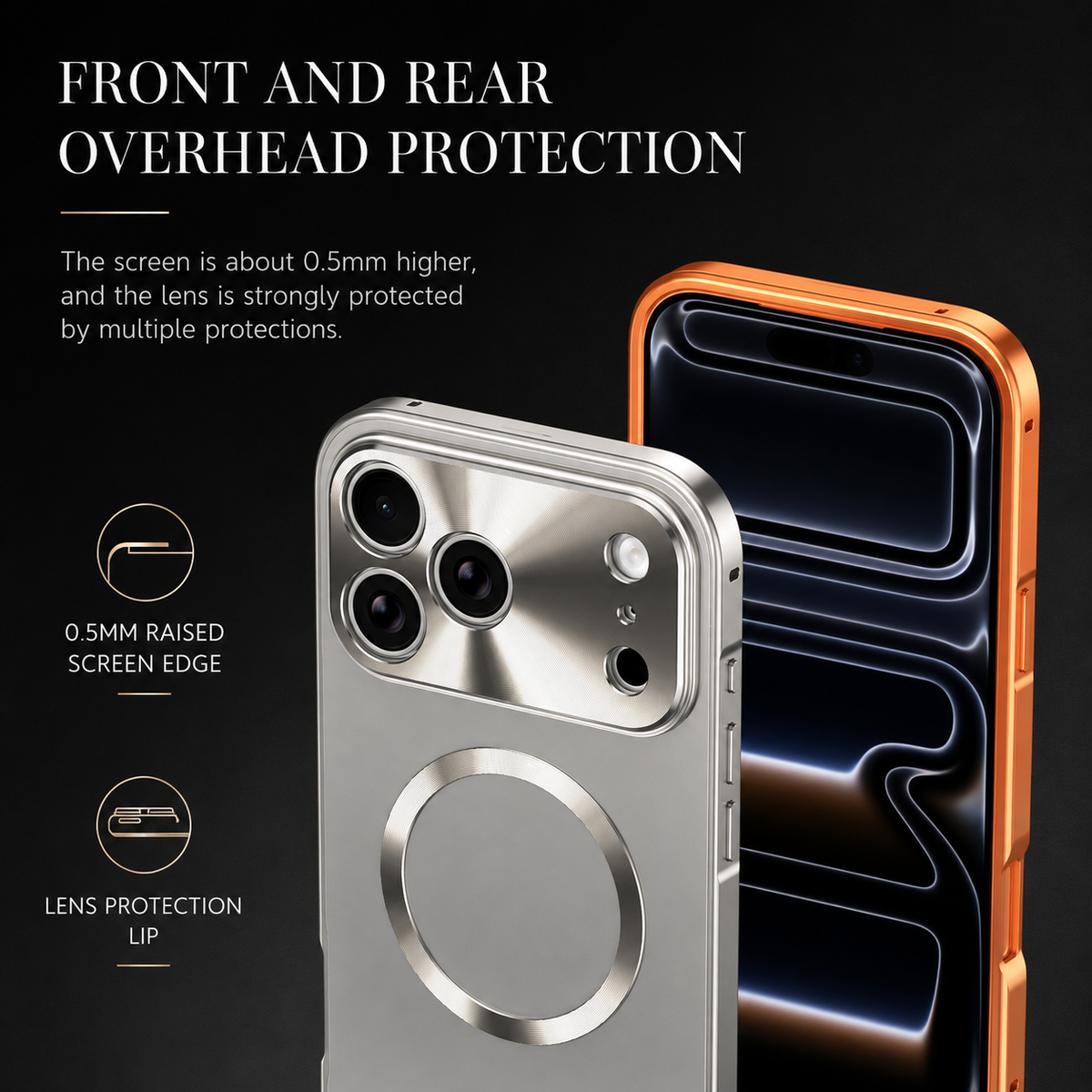 Premium iPhone Case MagSafe Compatible Aluminum Frame Frosted Back Shockproof Protective Cover Anti Scratch Slim Magnetic Full Coverage Metal Bumper