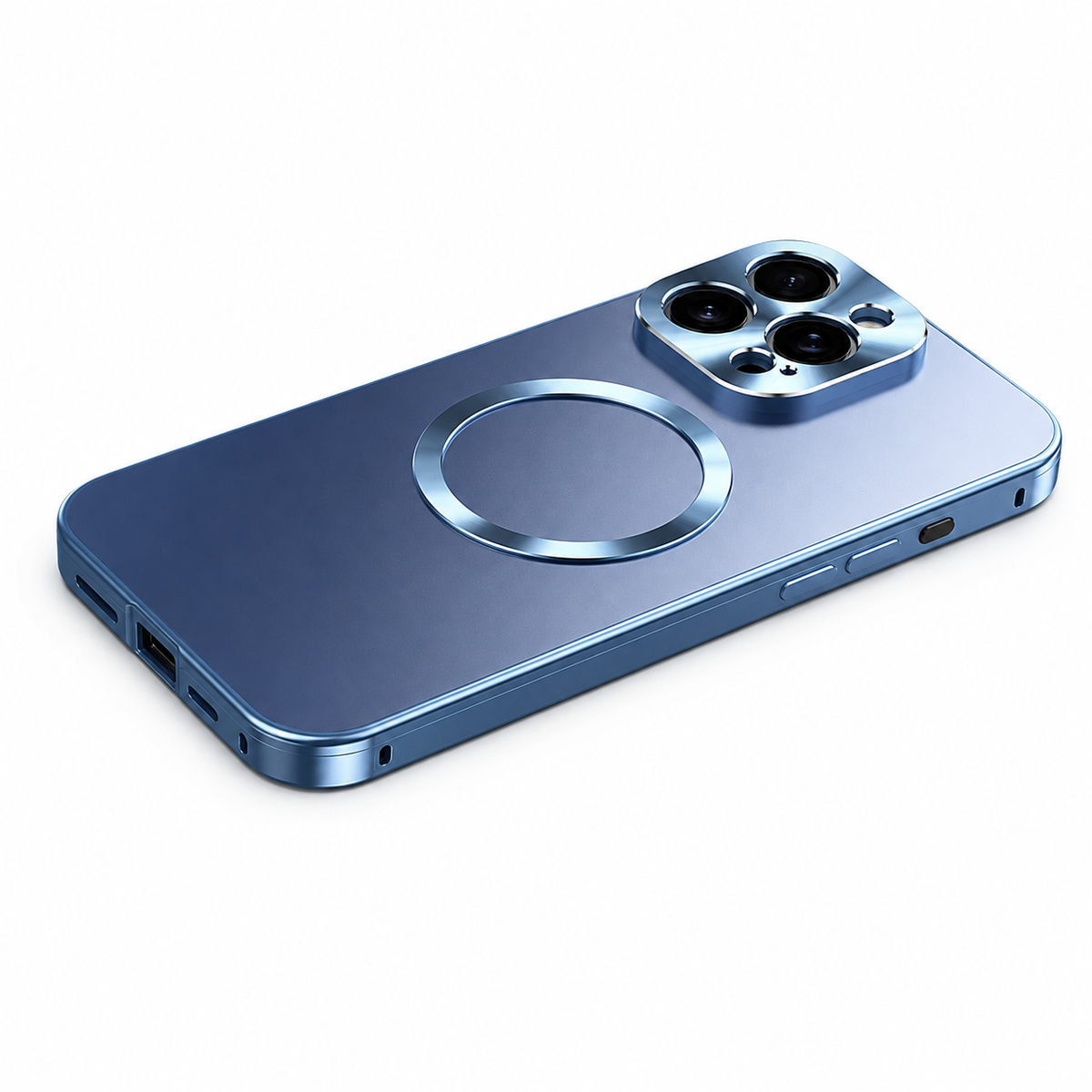 Premium iPhone Case MagSafe Compatible Aluminum Frame Frosted Back Shockproof Protective Cover Anti Scratch Slim Magnetic Full Coverage Metal Bumper