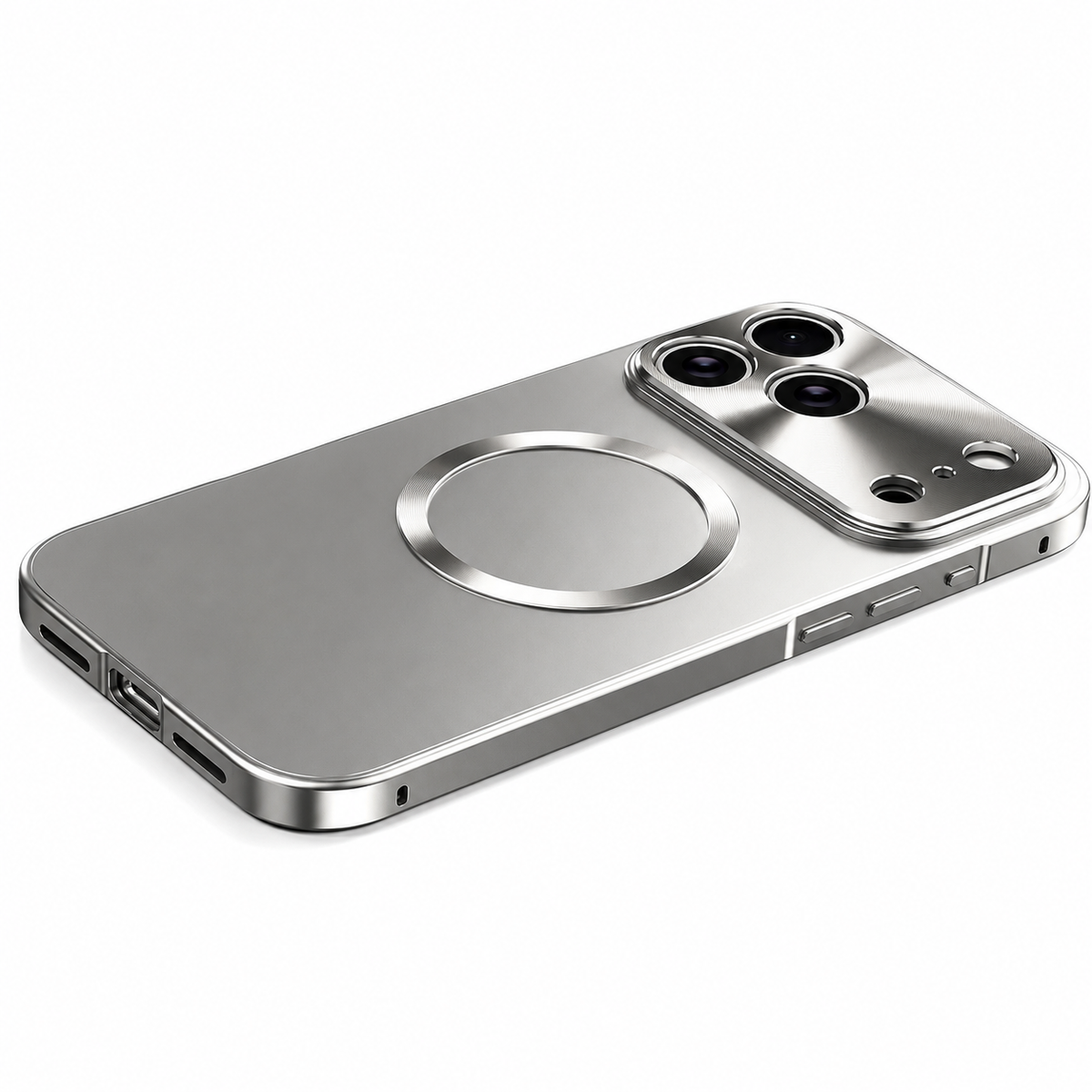 Premium iPhone Case MagSafe Compatible Aluminum Frame Frosted Back Shockproof Protective Cover Anti Scratch Slim Magnetic Full Coverage Metal Bumper