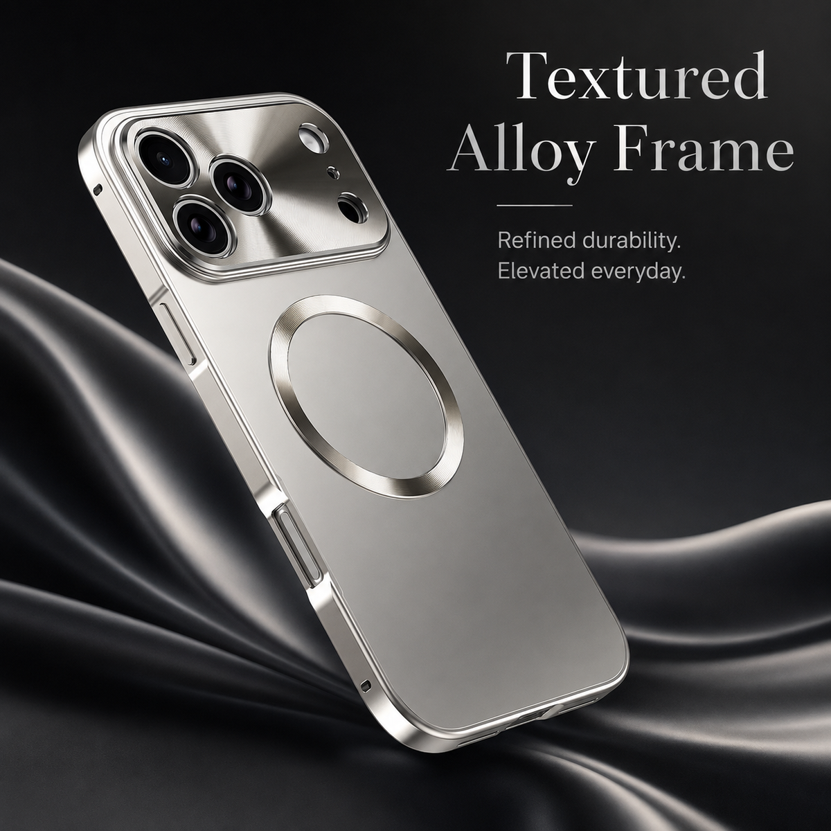 Premium iPhone Case MagSafe Compatible Aluminum Frame Frosted Back Shockproof Protective Cover Anti Scratch Slim Magnetic Full Coverage Metal Bumper