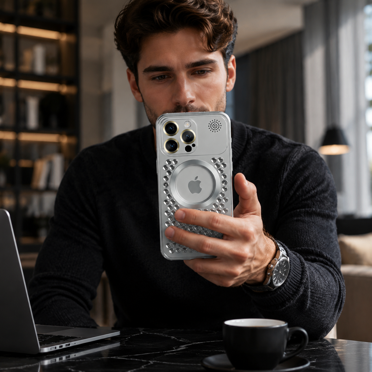 Premium iPhone Case MagSafe Compatible Aluminum Frame Heat Dissipation Shockproof Protective Cover Electroplated Metal Camera Lens Protection Slim Design