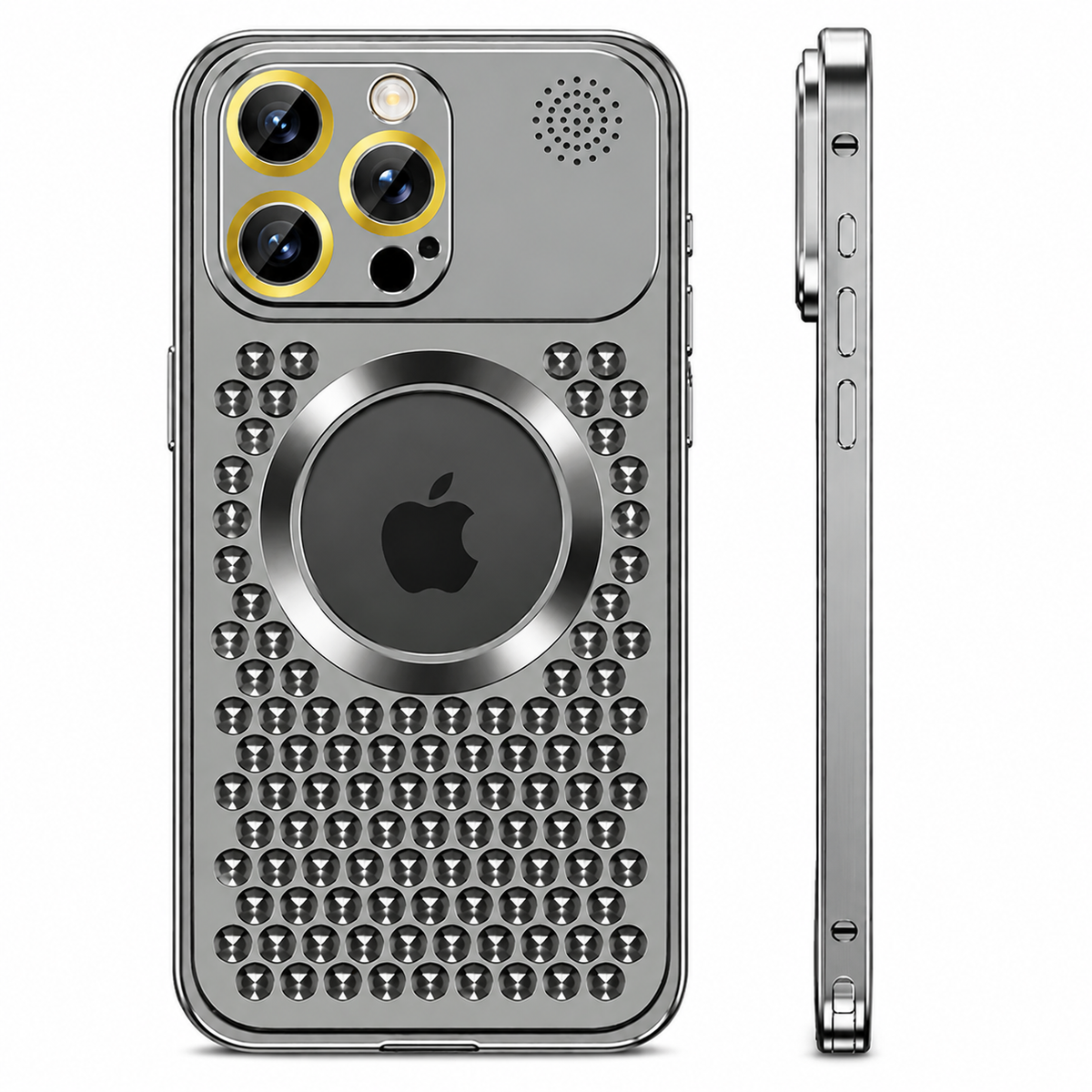 Premium iPhone Case MagSafe Compatible Aluminum Frame Heat Dissipation Shockproof Protective Cover Electroplated Metal Camera Lens Protection Slim Design