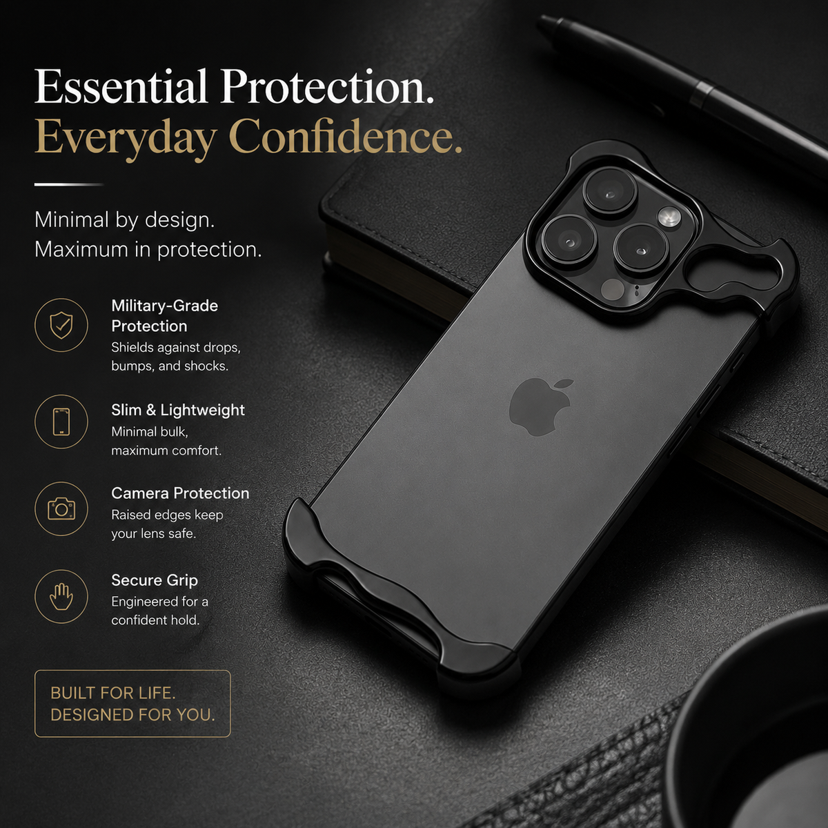 Premium iPhone Case MagSafe Compatible Aluminum Frame Protective Cover Camera Lens Protection Shockproof Ultra Thin Metal Bumper Frameless Design
