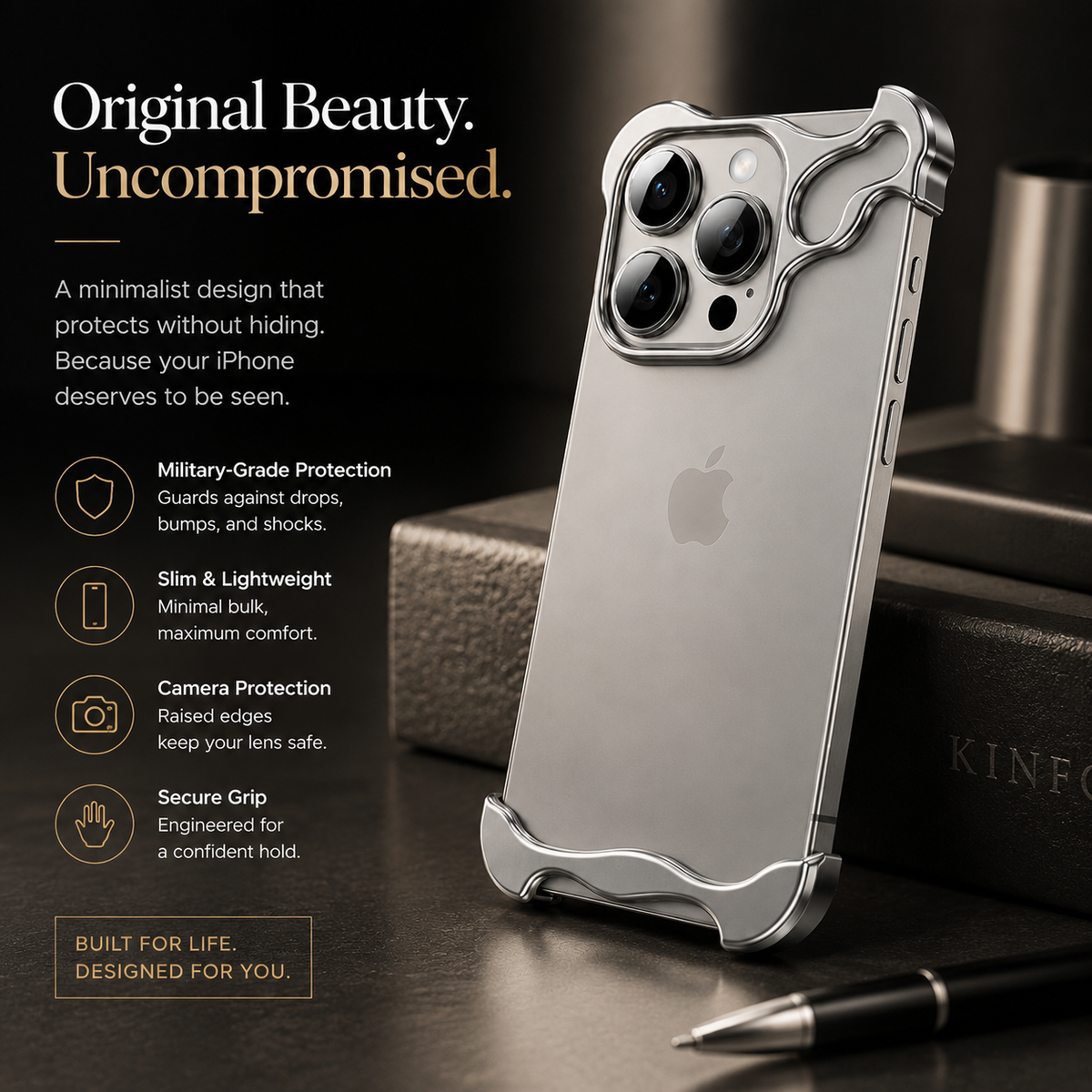 Premium iPhone Case MagSafe Compatible Aluminum Frame Protective Cover Camera Lens Protection Shockproof Ultra Thin Metal Bumper Frameless Design
