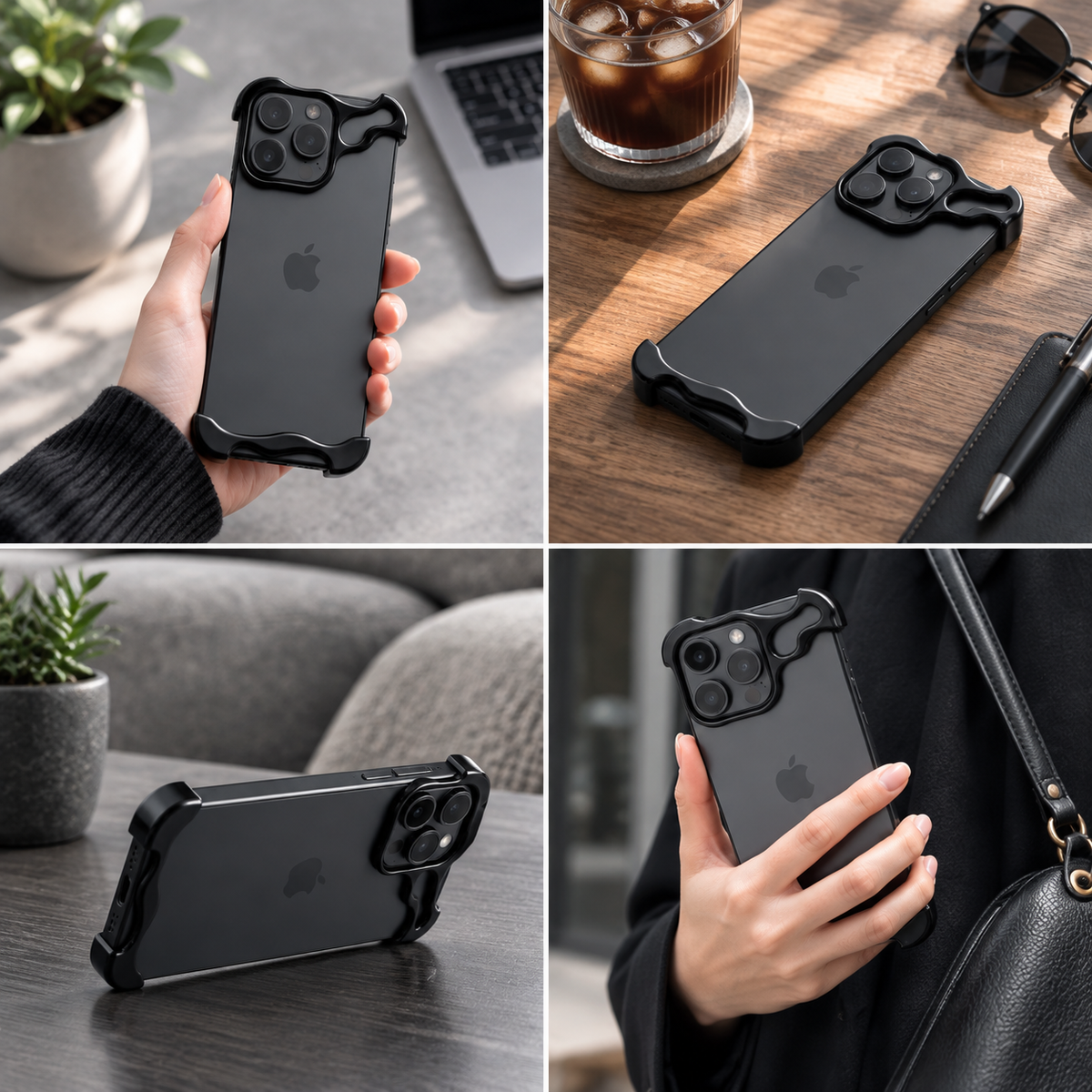 Premium iPhone Case MagSafe Compatible Aluminum Frame Protective Cover Camera Lens Protection Shockproof Ultra Thin Metal Bumper Frameless Design