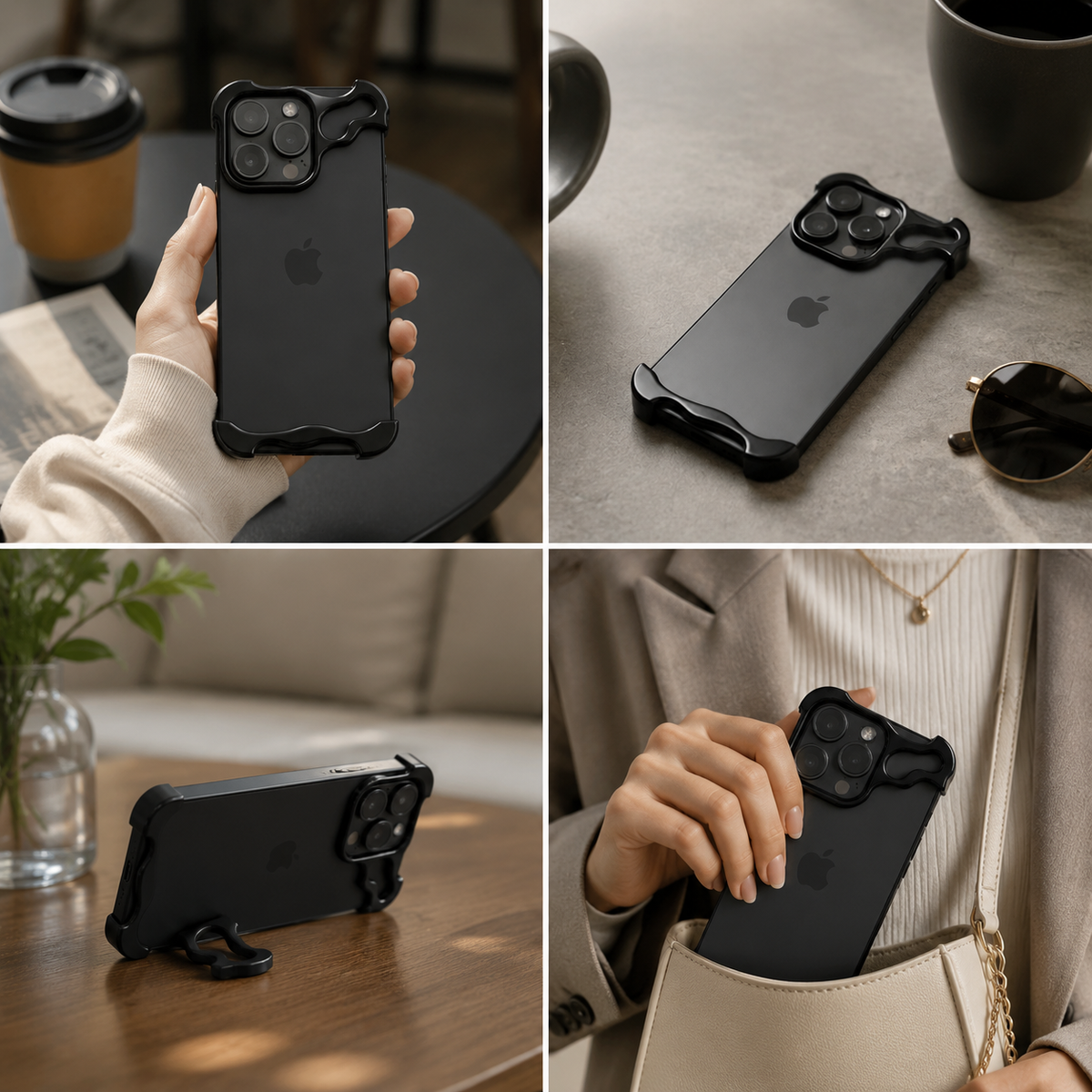 Premium iPhone Case MagSafe Compatible Aluminum Frame Protective Cover Camera Lens Protection Shockproof Ultra Thin Metal Bumper Frameless Design