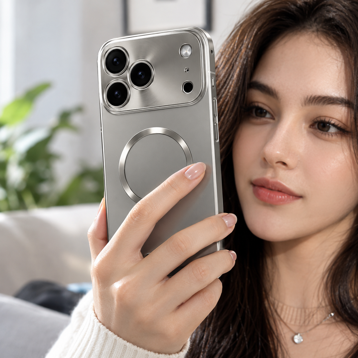 Premium iPhone Case MagSafe Compatible Aluminum Frame Ultra Thin Shockproof Protective Cover Frosted PC Back Anti Scratch Anti Fingerprint Slim Matte