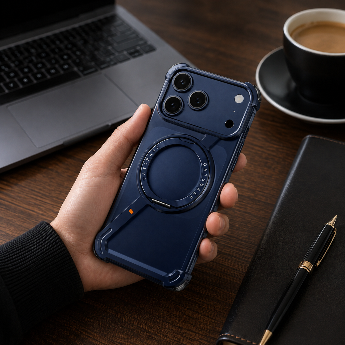 Premium iPhone Case MagSafe Compatible Aluminum Magnetic Frameless Shockproof Protective Cover 360° Rotating Ring Stand Camera Lens Guard Slim Design