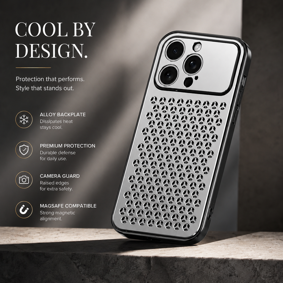 Premium iPhone Case MagSafe Compatible Aluminum Metal Breathable Cover Ultra Thin Matte Shockproof Protection Camera Lens Guard Slim Lightweight Design