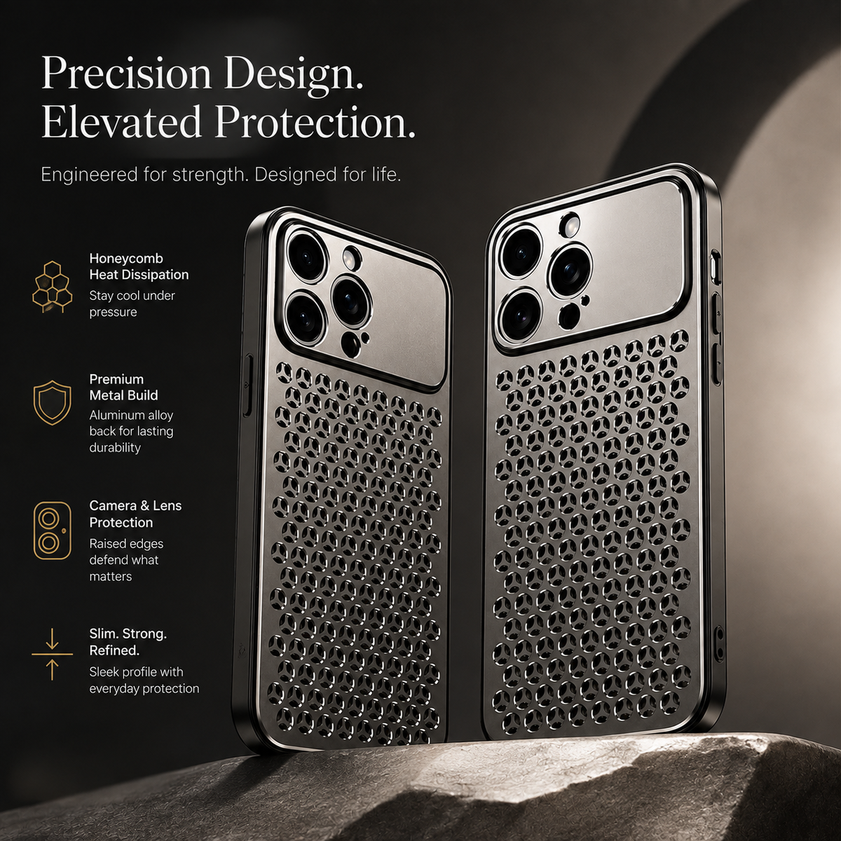 Premium iPhone Case MagSafe Compatible Aluminum Metal Breathable Cover Ultra Thin Matte Shockproof Protection Camera Lens Guard Slim Lightweight Design