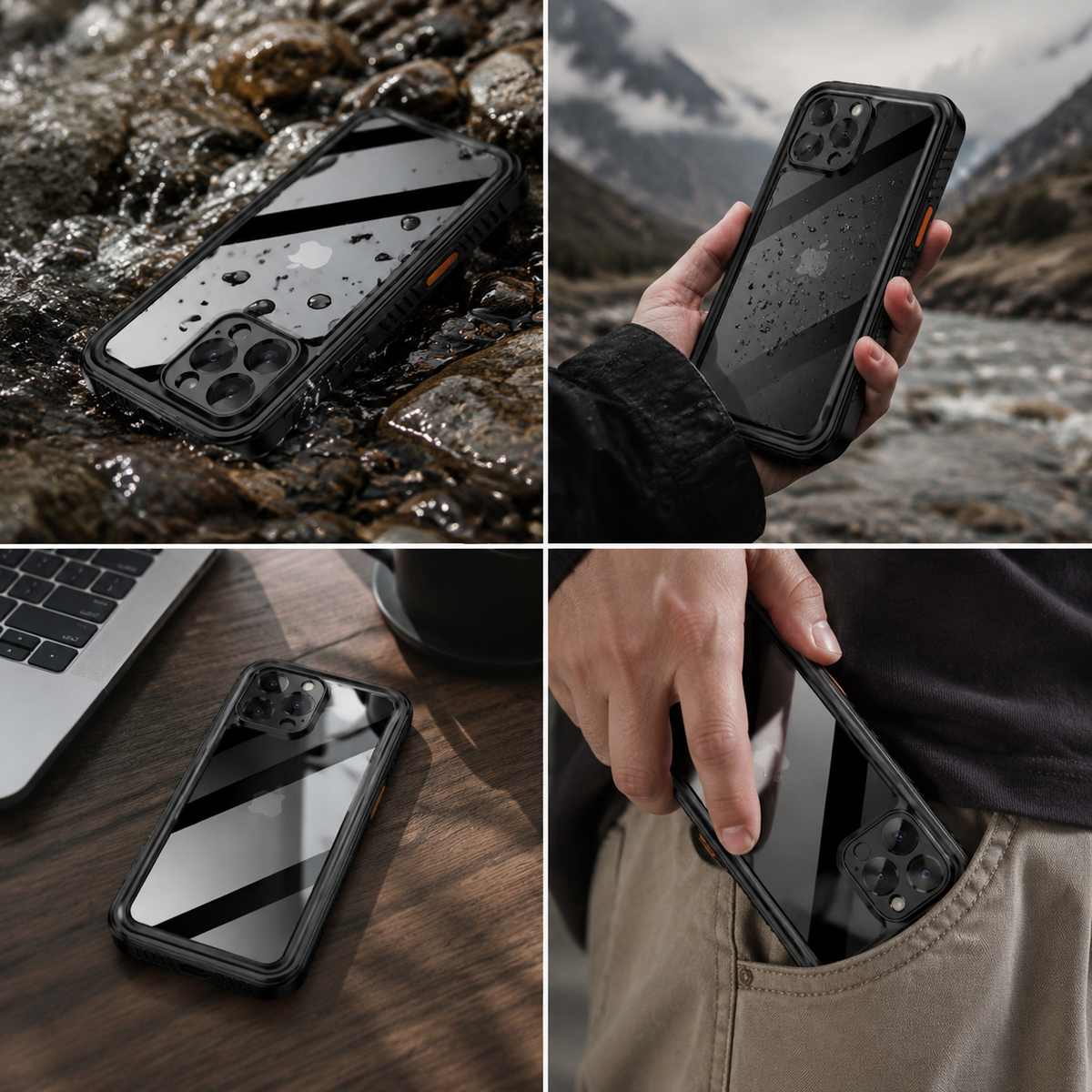 Premium iPhone Case MagSafe Compatible Built In Screen Protection Waterproof Cover Shockproof Full Body Dustproof Camera Lens Guard Rugged Design