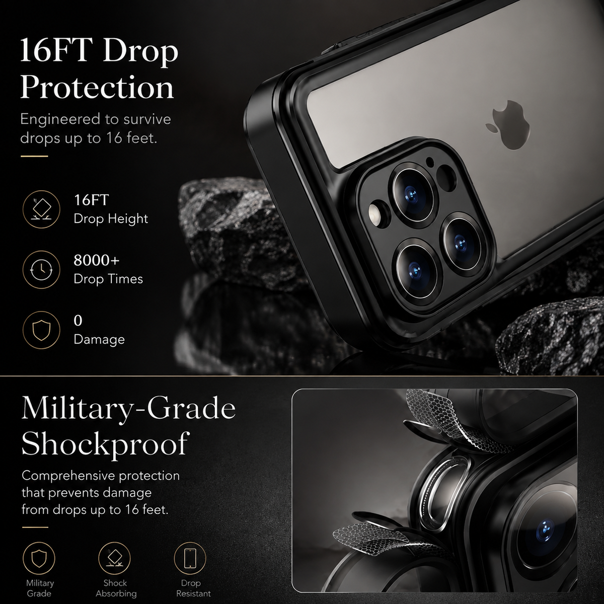 Premium iPhone Case MagSafe Compatible Built In Screen Protection Waterproof Cover Shockproof Full Body Dustproof Camera Lens Guard Rugged Design