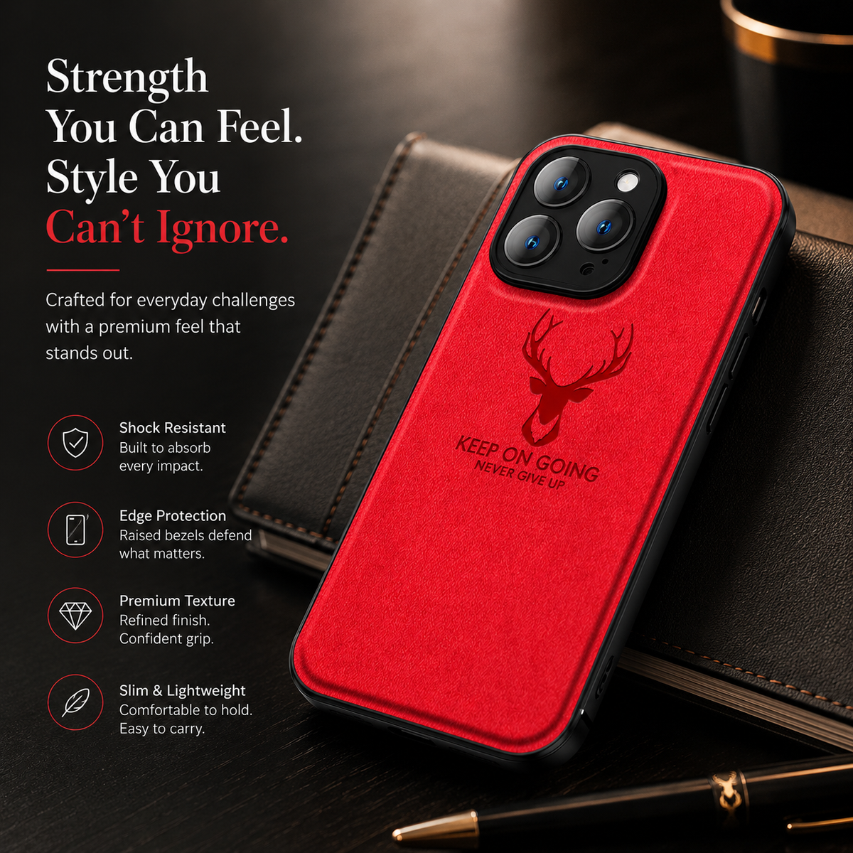 Premium iPhone Case MagSafe Compatible Canvas Texture Deer Design Shockproof Protective Cover Bumper Frame Camera Lens Protection Slim Design