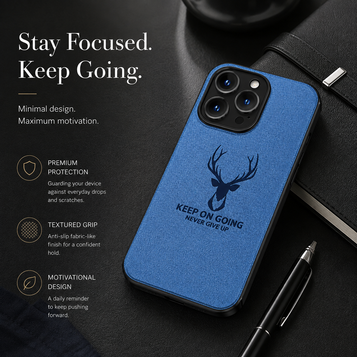 Premium iPhone Case MagSafe Compatible Canvas Texture Deer Design Shockproof Protective Cover Bumper Frame Camera Lens Protection Slim Design