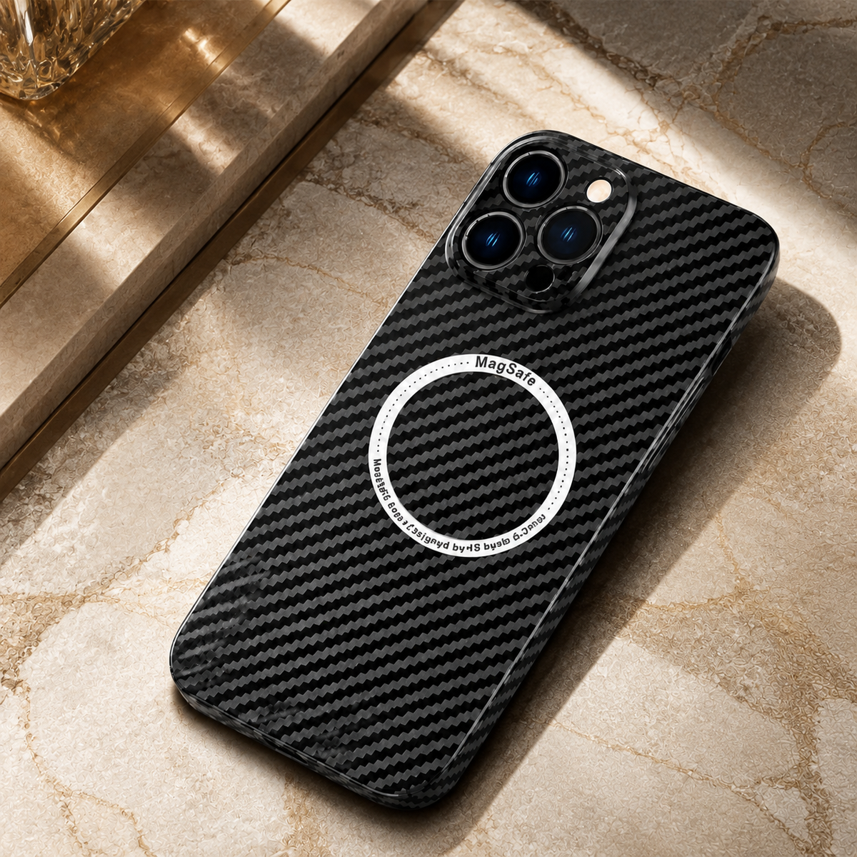 Premium iPhone Case MagSafe Compatible Carbon Fiber Magnetic Cover Shockproof Protection Camera Lens Guard Slim Lightweight Anti Scratch Durable Design