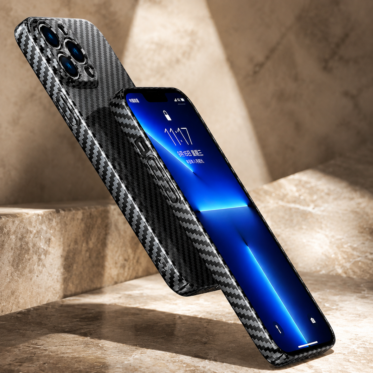 Premium iPhone Case MagSafe Compatible Carbon Fiber Magnetic Cover Shockproof Protection Camera Lens Guard Slim Lightweight Anti Scratch Durable Design