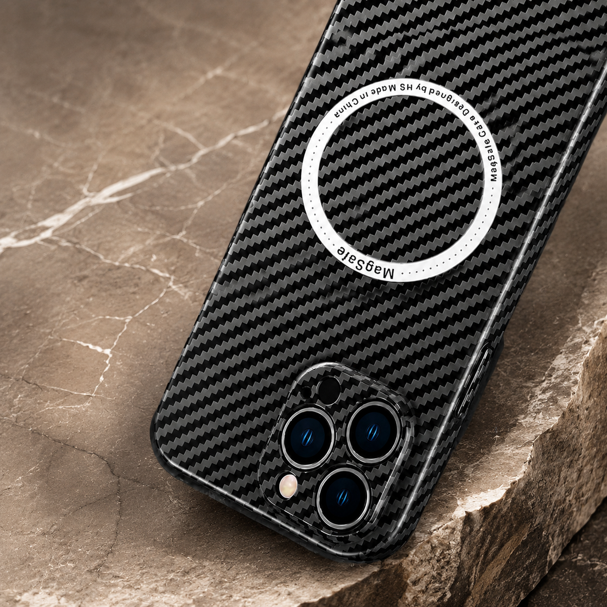 Premium iPhone Case MagSafe Compatible Carbon Fiber Magnetic Cover Shockproof Protection Camera Lens Guard Slim Lightweight Anti Scratch Durable Design