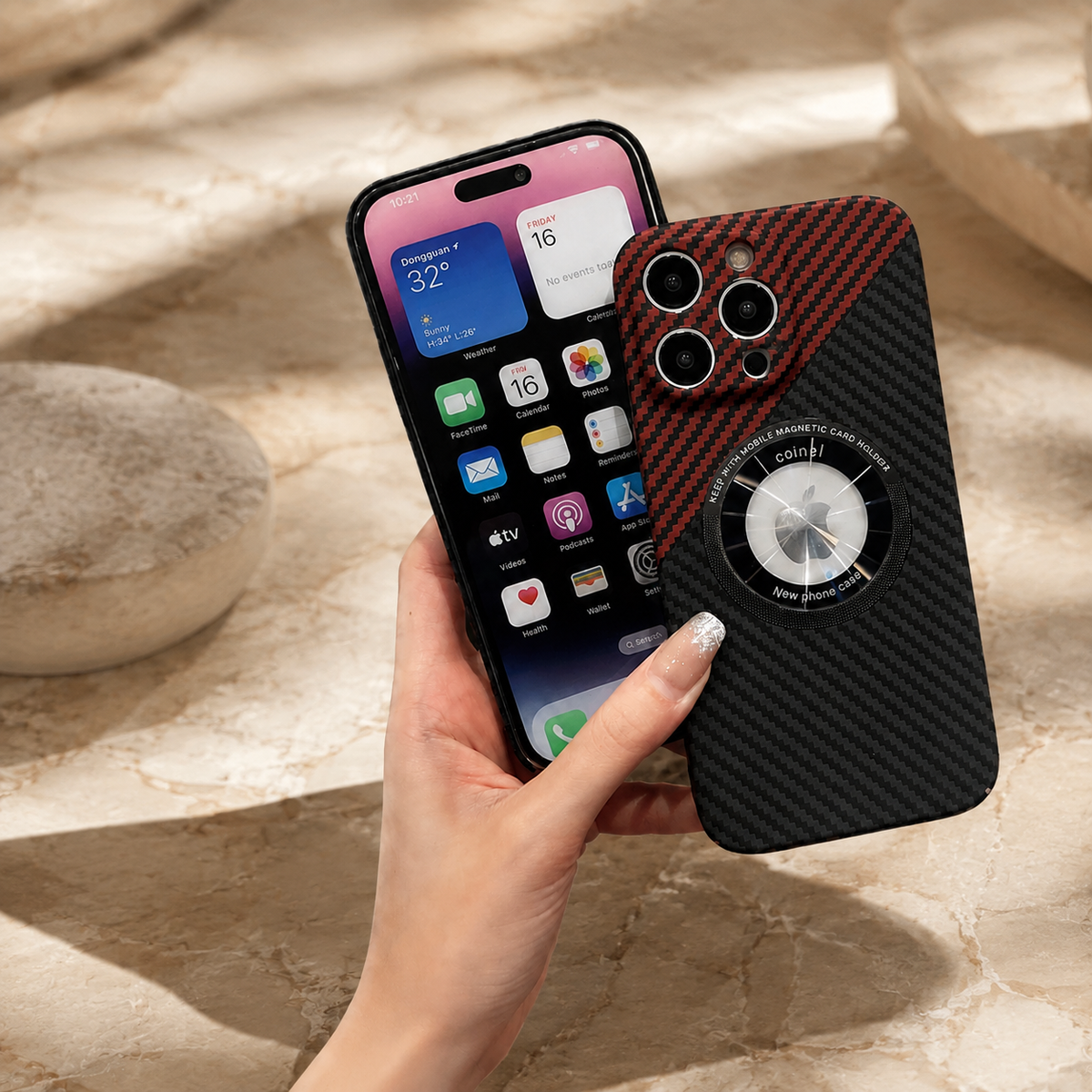 Premium iPhone Case MagSafe Compatible Carbon Fiber Magnetic Cover Shockproof Protection Camera Lens Guard Slim Lightweight Anti Scratch Durable Design