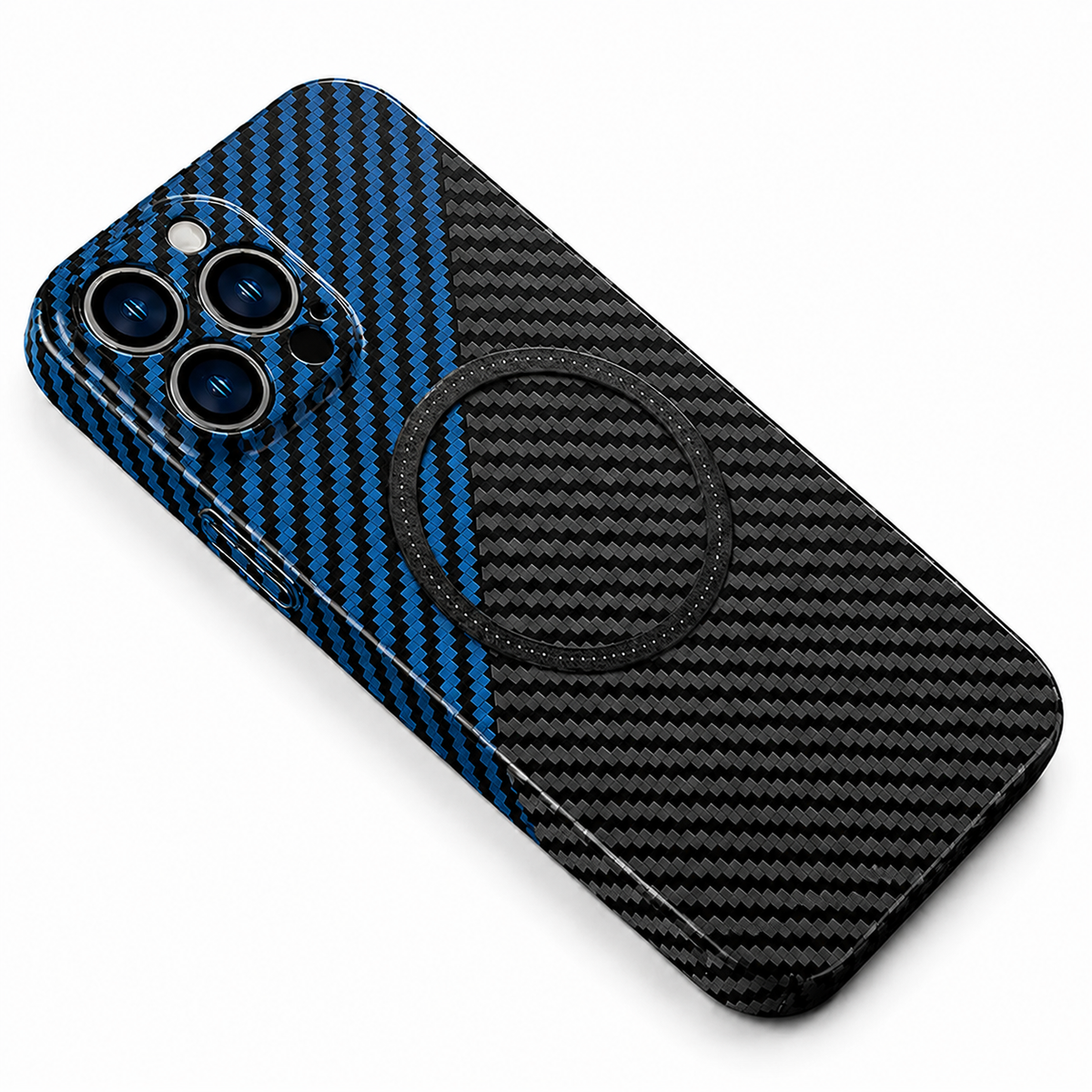 Premium iPhone Case MagSafe Compatible Carbon Fiber Magnetic Cover Shockproof Protection Camera Lens Guard Slim Lightweight Anti Scratch Durable Design