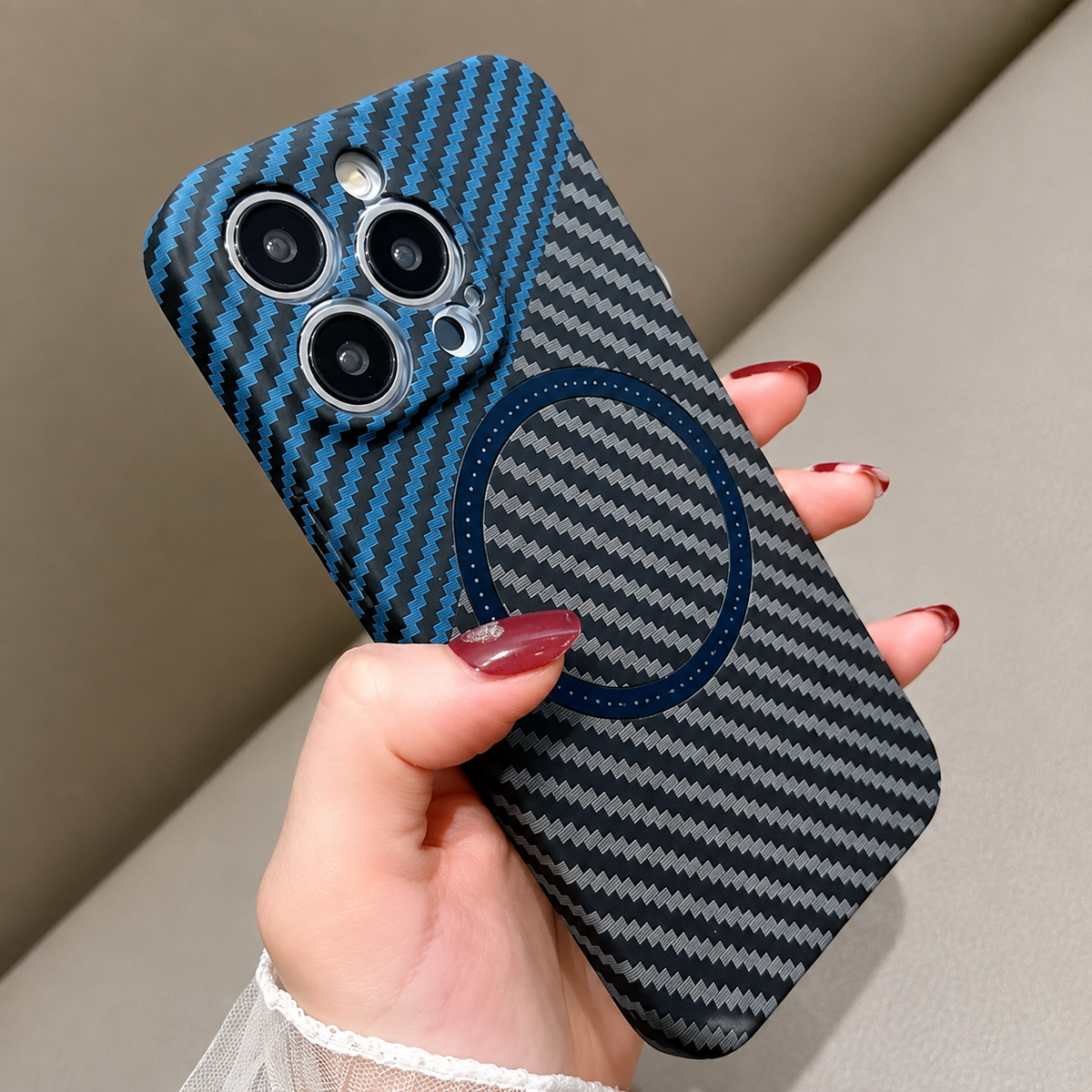 Premium iPhone Case MagSafe Compatible Carbon Fiber Magnetic Shockproof Protective Cover Camera Lens Protection Slim Lightweight Anti Scratch Design