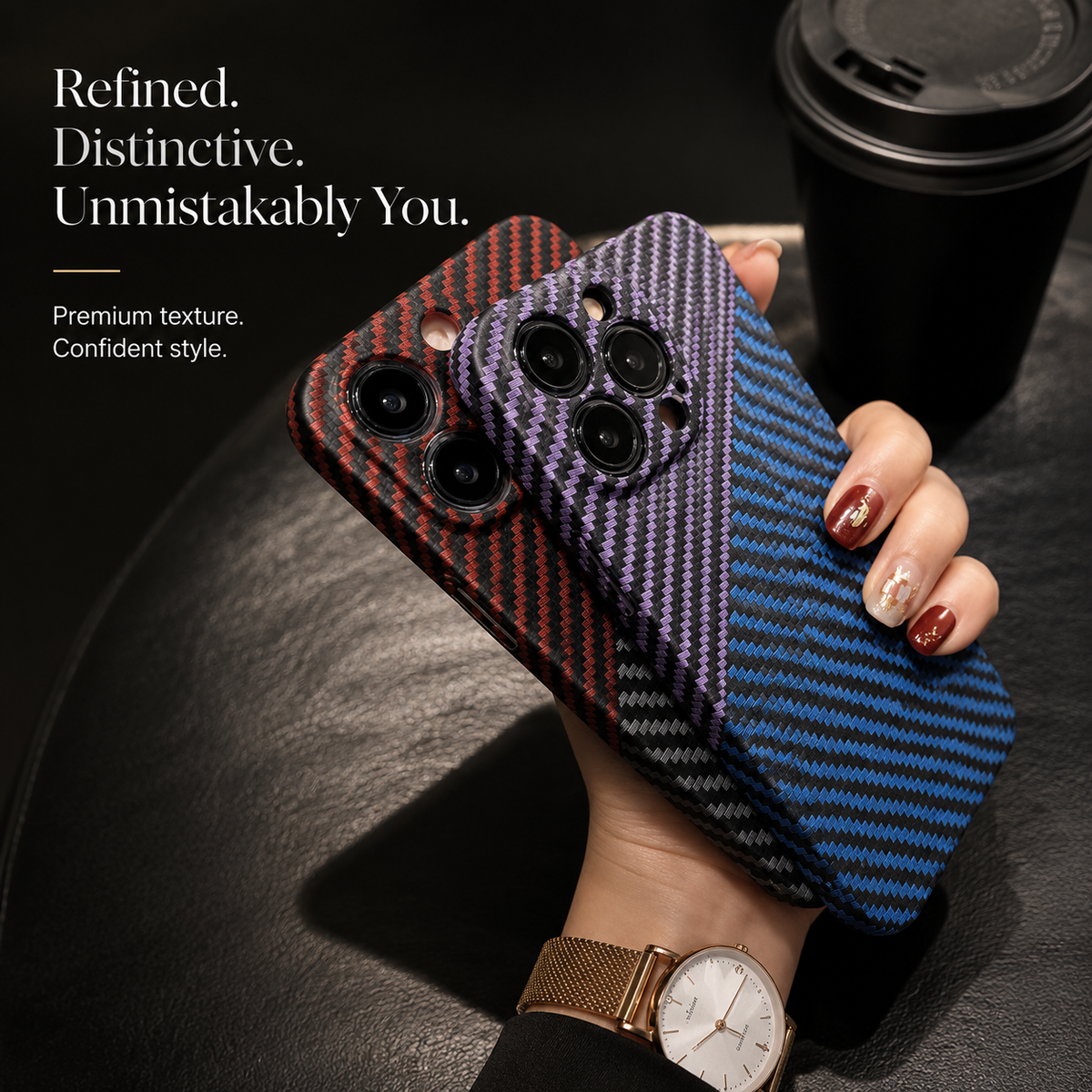 Premium iPhone Case MagSafe Compatible Carbon Fiber Texture Matte Shockproof Protective Cover Hard PC Camera Lens Protection Slim Magnetic Design