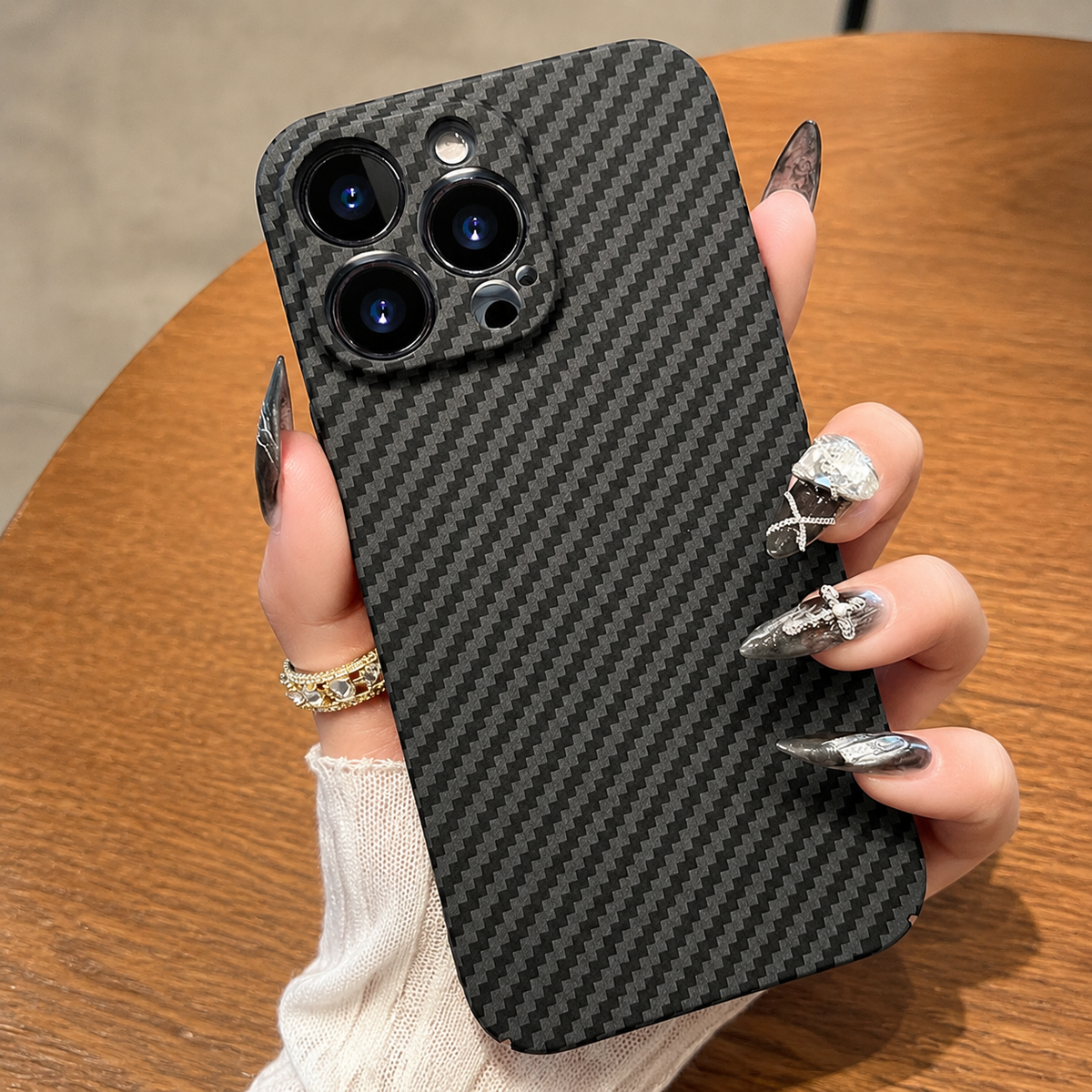 Premium iPhone Case MagSafe Compatible Carbon Fiber Texture Matte Shockproof Protective Cover Hard PC Camera Lens Protection Slim Magnetic Design
