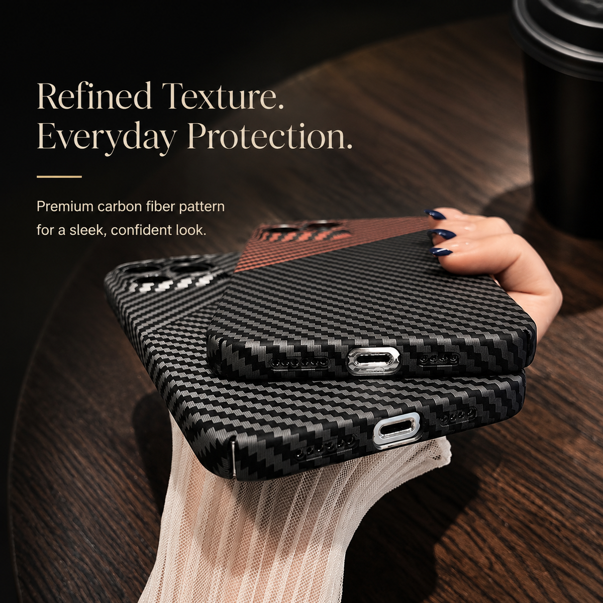 Premium iPhone Case MagSafe Compatible Carbon Fiber Texture Matte Shockproof Protective Cover Hard PC Camera Lens Protection Slim Magnetic Design