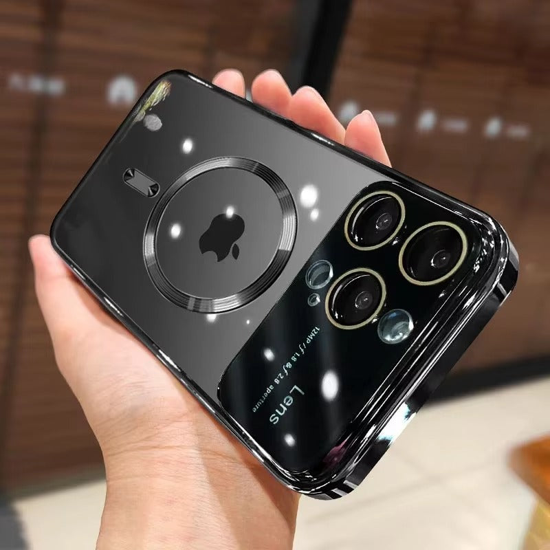 Premium iPhone Case MagSafe Compatible Clear Back Protective Cover Soft TPU Shockproof Camera Lens Protection Anti Scratch Slim Magnetic Plated Frame