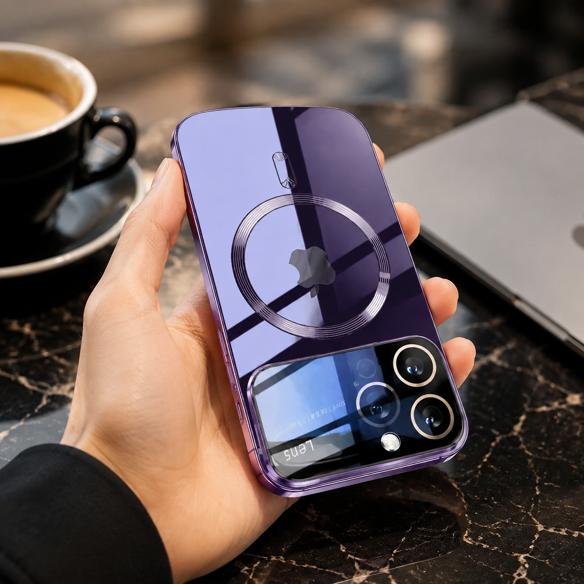Premium iPhone Case MagSafe Compatible Clear Back Protective Cover Soft TPU Shockproof Camera Lens Protection Anti Scratch Slim Magnetic Plated Frame