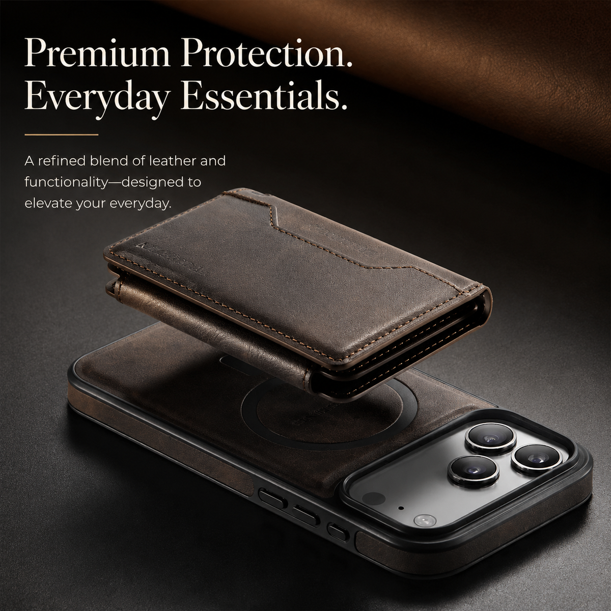 Premium iPhone Case MagSafe Compatible Detachable Wallet PU Leather Card Holder Magnetic Shockproof Protective Cover Anti Scratch Slim Secure Storage