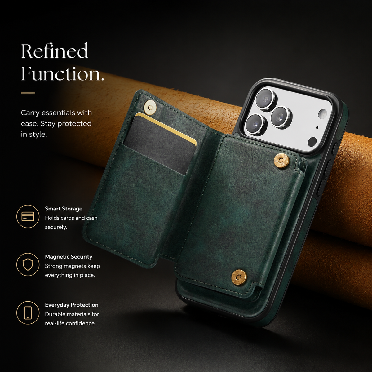 Premium iPhone Case MagSafe Compatible Detachable Wallet PU Leather Card Holder Magnetic Shockproof Protective Cover Anti Scratch Slim Secure Storage