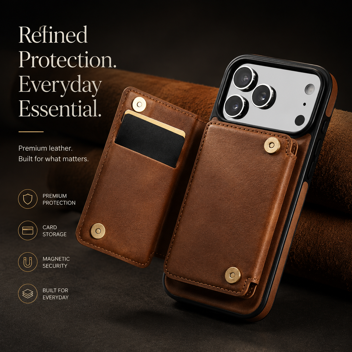 Premium iPhone Case MagSafe Compatible Detachable Wallet PU Leather Card Holder Magnetic Shockproof Protective Cover Anti Scratch Slim Secure Storage