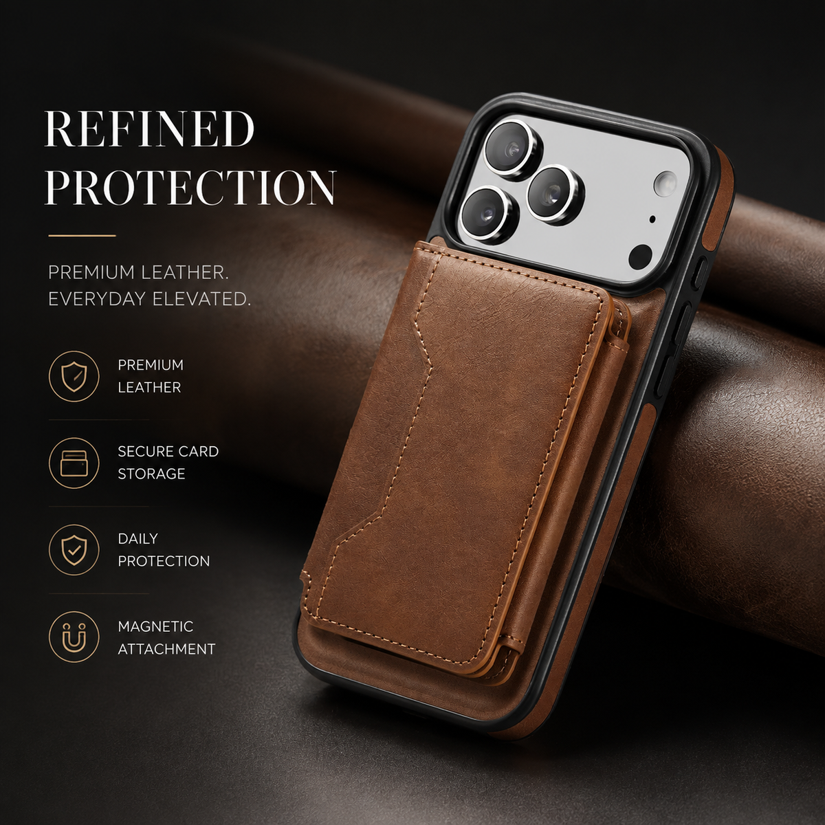 Premium iPhone Case MagSafe Compatible Detachable Wallet PU Leather Card Holder Magnetic Shockproof Protective Cover Anti Scratch Slim Secure Storage