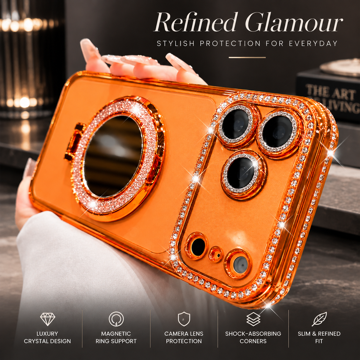 Premium iPhone Case MagSafe Compatible Diamond Mirror Glitter Cover Transparent Protection Shockproof Camera Lens Guard Slim Magnetic Anti Scratch Design