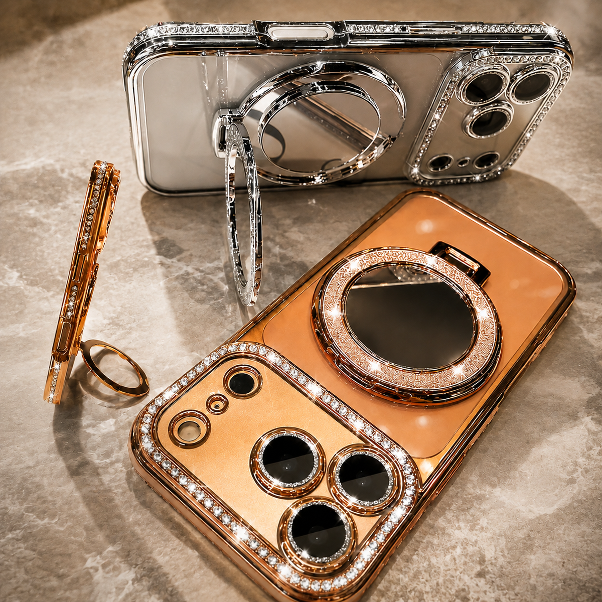 Premium iPhone Case MagSafe Compatible Diamond Mirror Glitter Cover Transparent Protection Shockproof Camera Lens Guard Slim Magnetic Anti Scratch Design