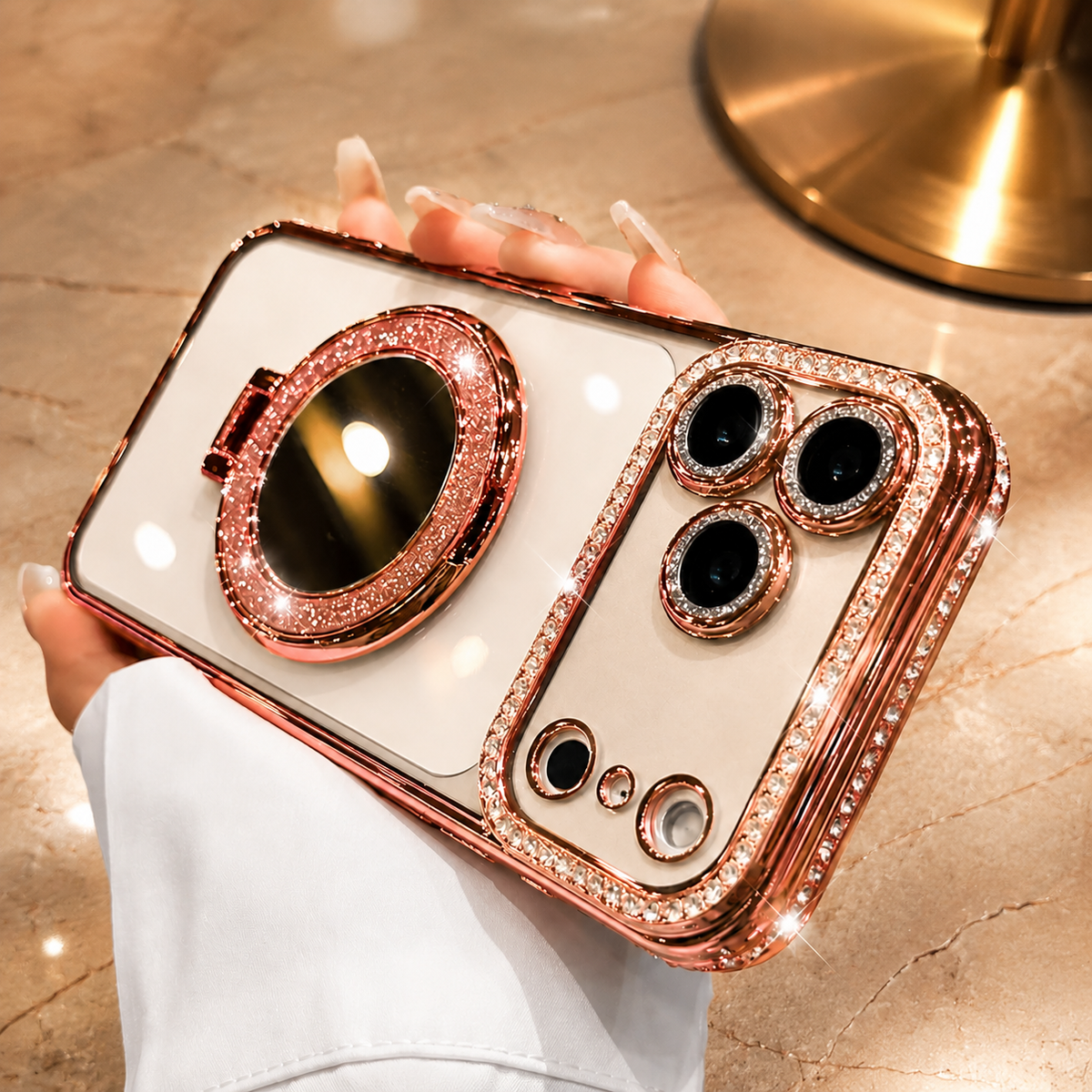 Premium iPhone Case MagSafe Compatible Diamond Mirror Glitter Cover Transparent Protection Shockproof Camera Lens Guard Slim Magnetic Anti Scratch Design