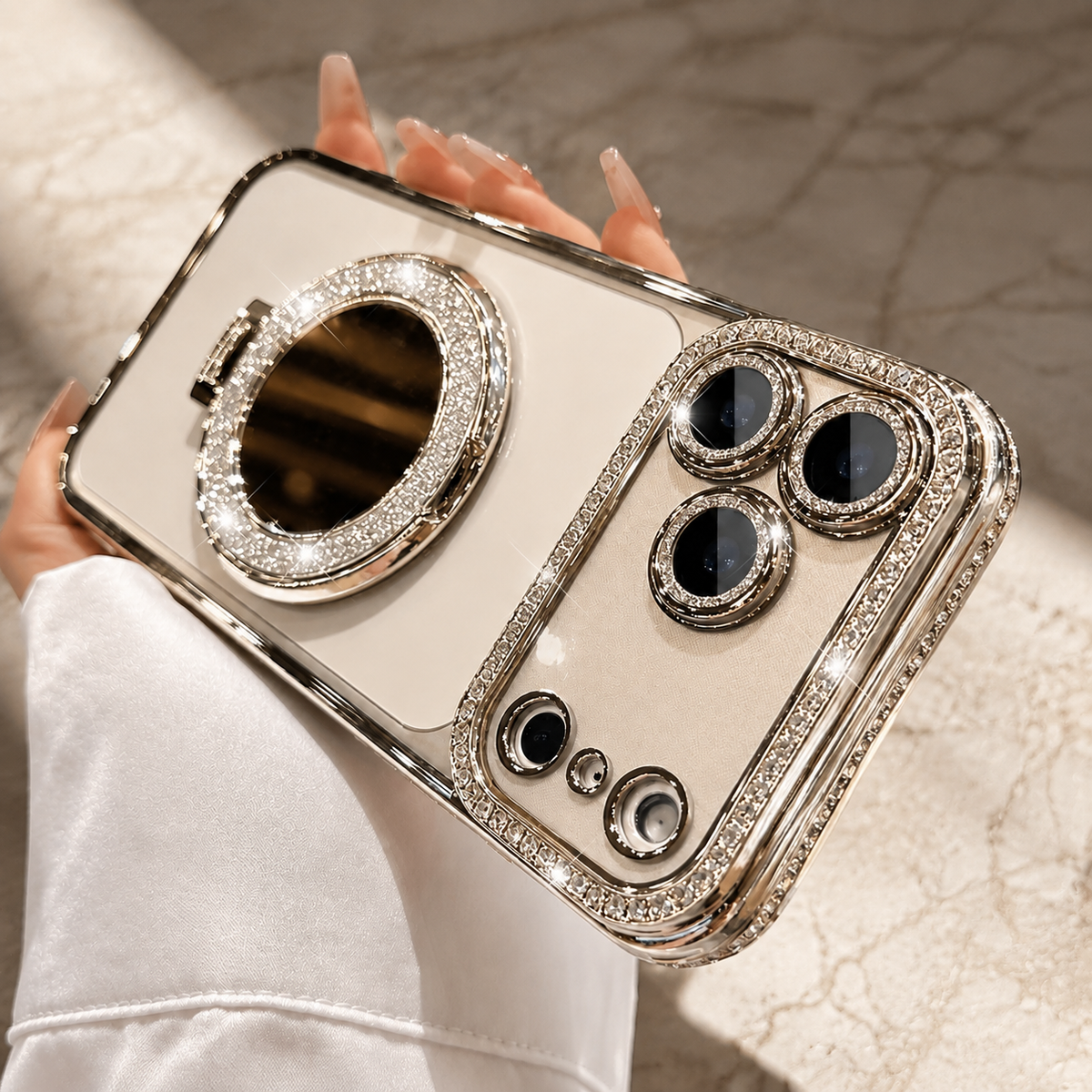 Premium iPhone Case MagSafe Compatible Diamond Mirror Glitter Cover Transparent Protection Shockproof Camera Lens Guard Slim Magnetic Anti Scratch Design