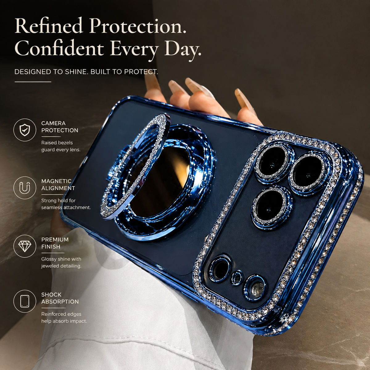 Premium iPhone Case MagSafe Compatible Diamond Mirror Glitter Cover Transparent Protection Shockproof Camera Lens Guard Slim Magnetic Anti Scratch Design