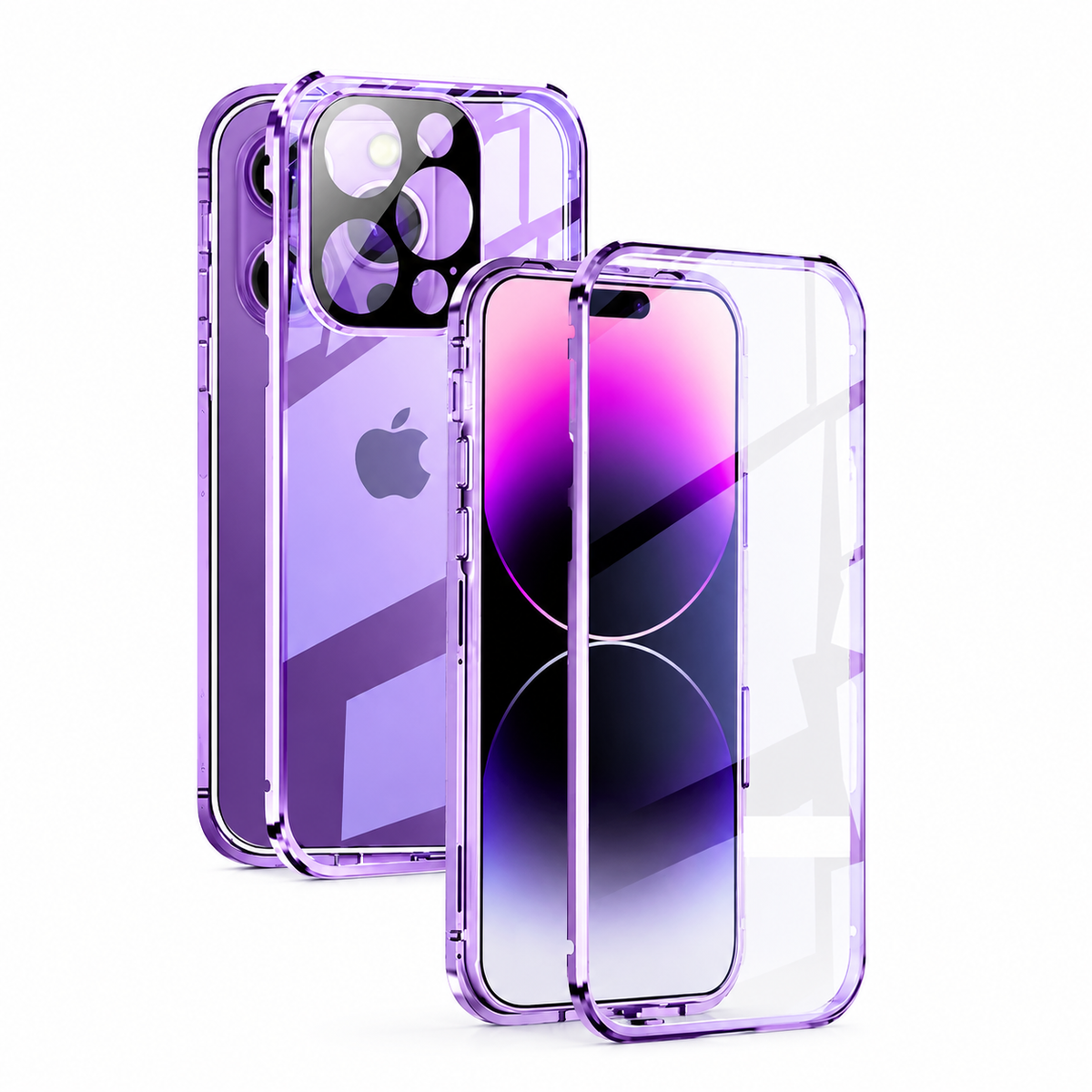 Premium iPhone Case MagSafe Compatible Double-Sided Tempered Glass Metal Frame Shockproof Protective Cover Full Body Magnetic Fit Camera Lens Protection Slim Design