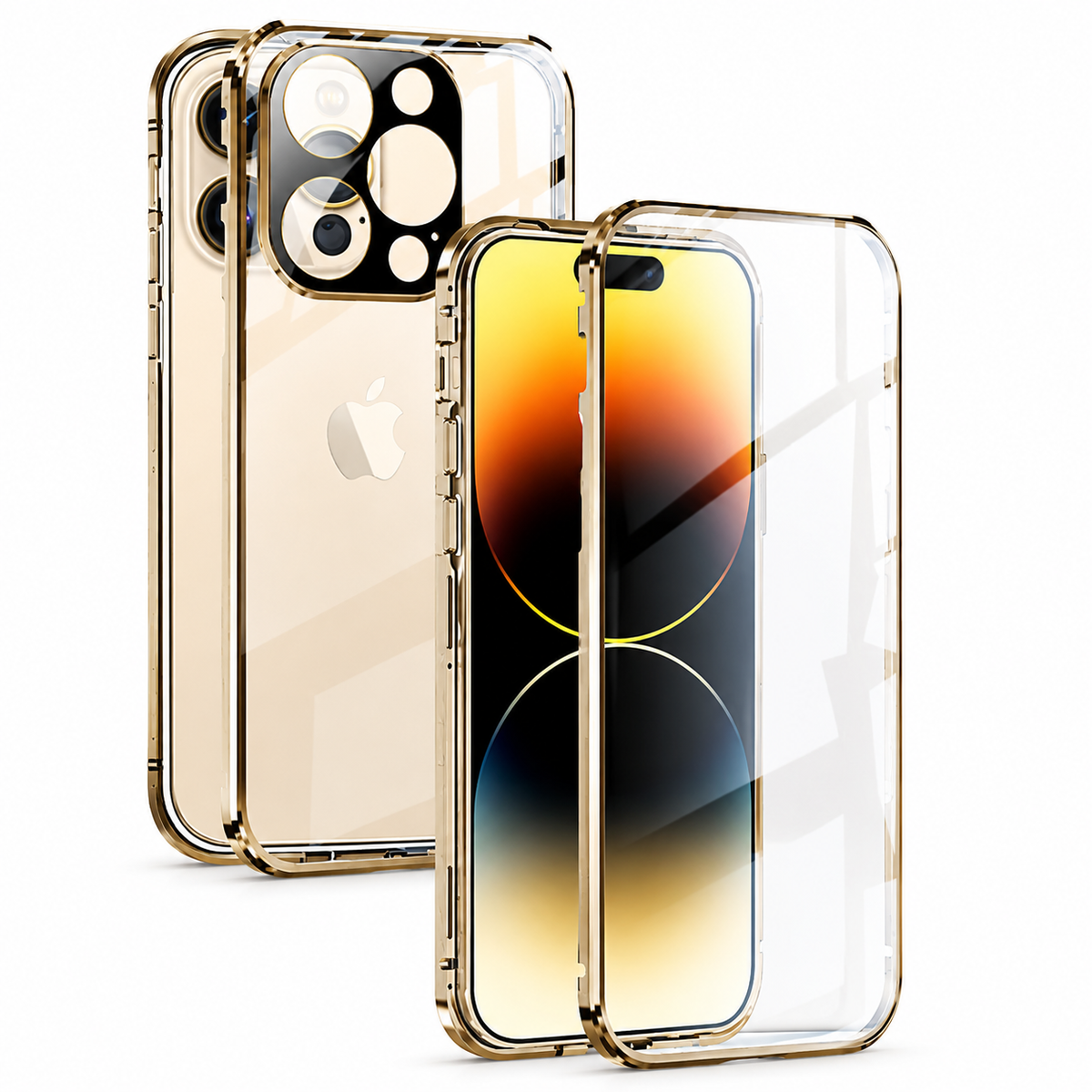 Premium iPhone Case MagSafe Compatible Double-Sided Tempered Glass Metal Frame Shockproof Protective Cover Full Body Magnetic Fit Camera Lens Protection Slim Design