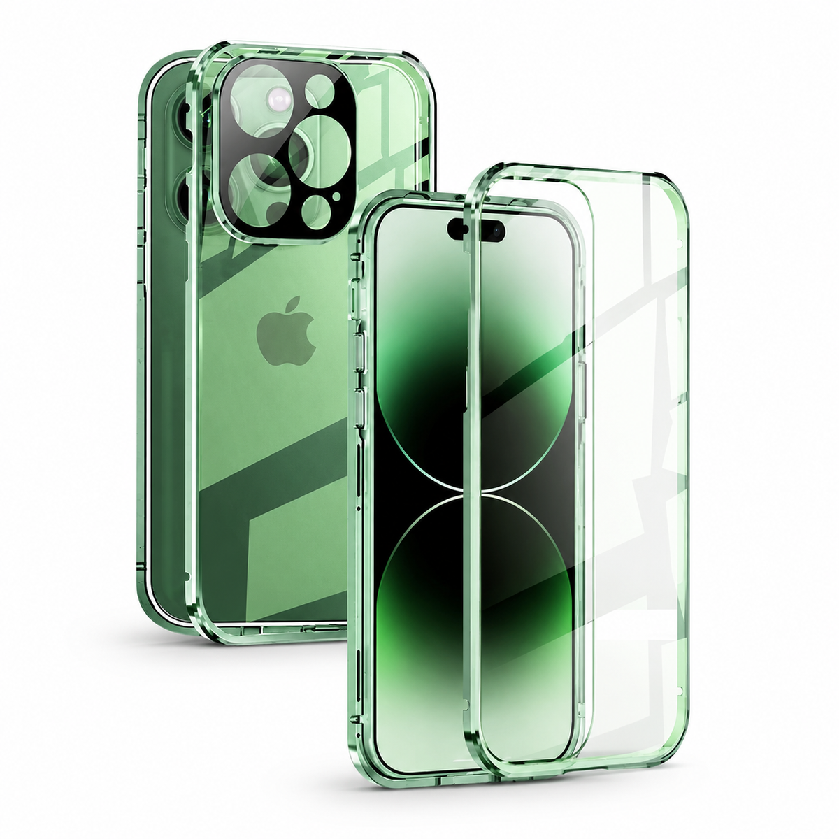 Premium iPhone Case MagSafe Compatible Double-Sided Tempered Glass Metal Frame Shockproof Protective Cover Full Body Magnetic Fit Camera Lens Protection Slim Design