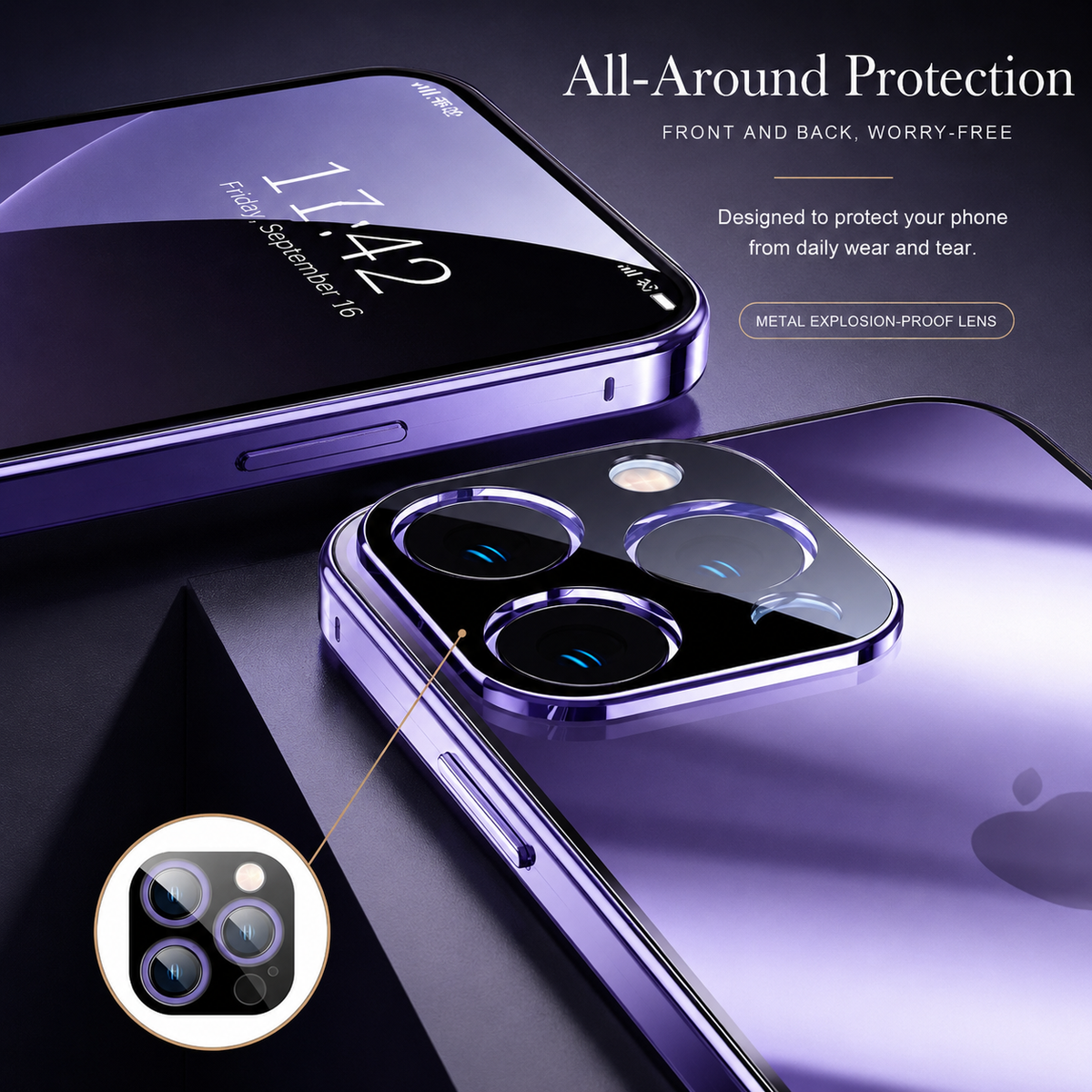 Premium iPhone Case MagSafe Compatible Double-Sided Tempered Glass Metal Frame Shockproof Protective Cover Full Body Magnetic Fit Camera Lens Protection Slim Design