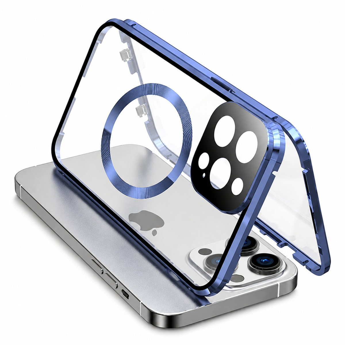 Premium iPhone Case MagSafe Compatible Double-Sided Tempered Glass Metal Frame Shockproof Protective Cover Full Body Sealed Camera Lens Protection Slim Profile