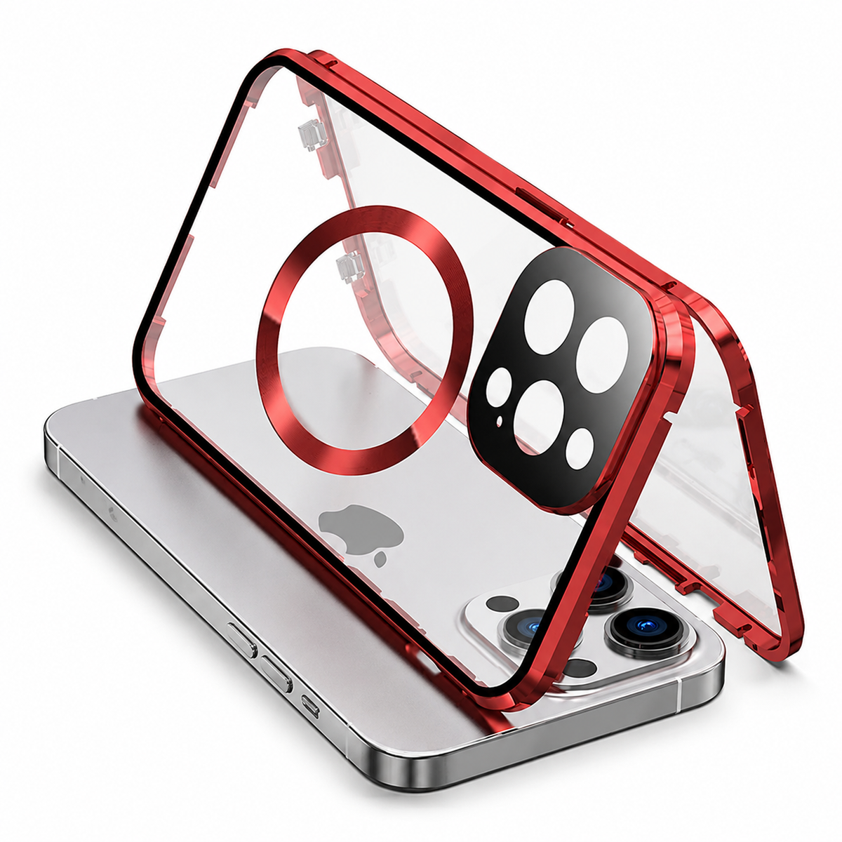 Premium iPhone Case MagSafe Compatible Double-Sided Tempered Glass Metal Frame Shockproof Protective Cover Full Body Sealed Camera Lens Protection Slim Profile
