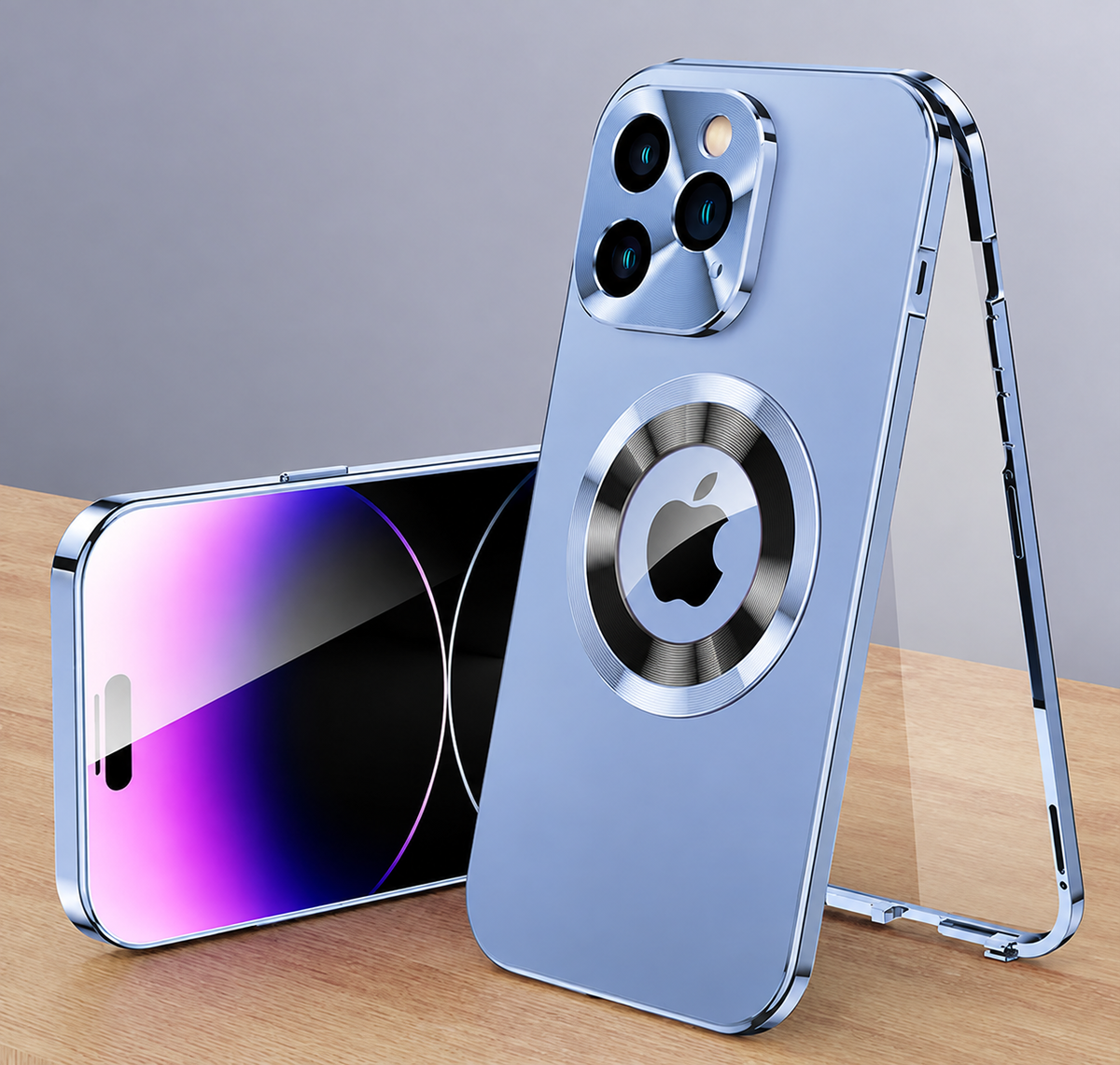 Premium iPhone Case MagSafe Compatible Double Sided Tempered Glass Privacy Screen Metal Frame Shockproof Full Body Camera Lens Protection Slim Design