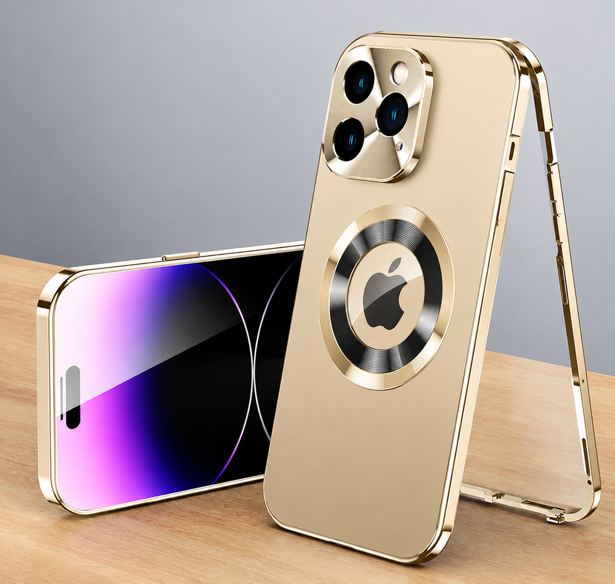 Premium iPhone Case MagSafe Compatible Double Sided Tempered Glass Privacy Screen Metal Frame Shockproof Full Body Camera Lens Protection Slim Design