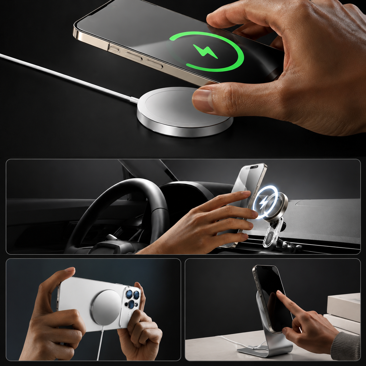 Premium iPhone Case MagSafe Compatible Electroplated Glass Magnetic Shockproof Protective Cover Camera Lens Protection Slim Reflective Hard Back Design
