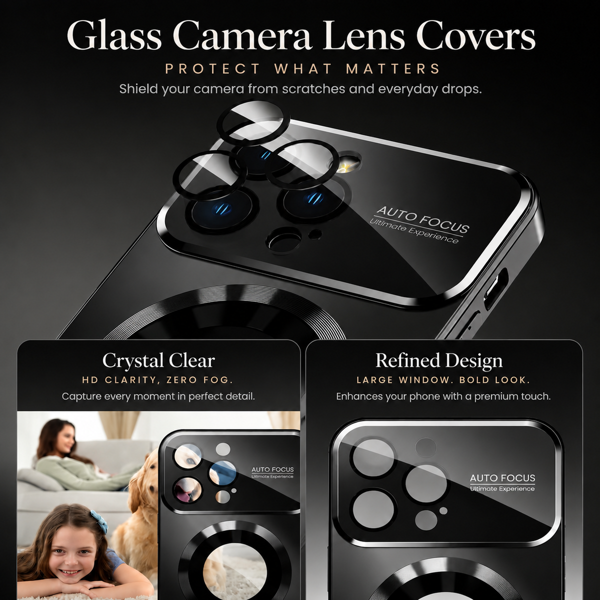 Premium iPhone Case MagSafe Compatible Electroplated Glass Magnetic Shockproof Protective Cover Camera Lens Protection Slim Reflective Hard Back Design
